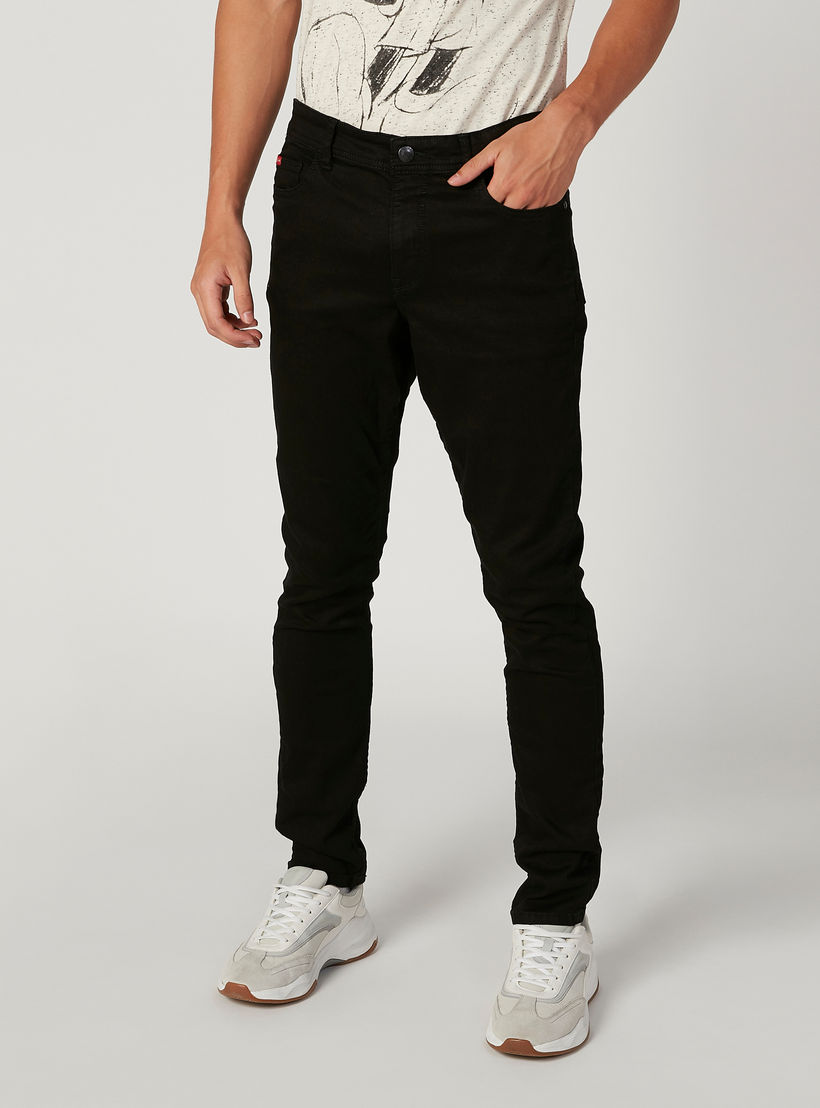 بنطلون جينز سادة بجيوب وحلقات للحزام من لي كوبر-men-clothing-bottoms-jeans-image-1