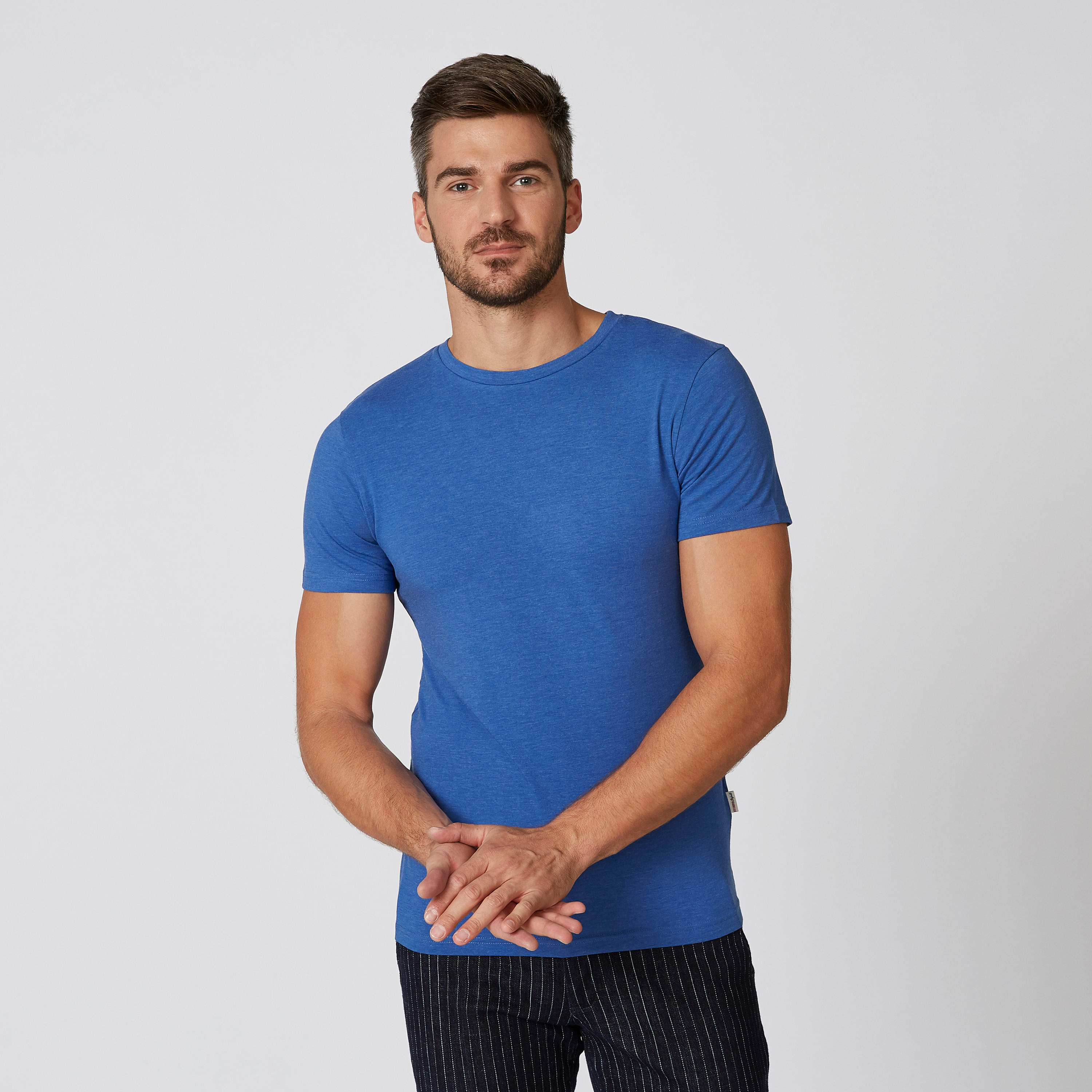 تيشيرت سادة بياقة مستديرة وأكمام قصيرة من لي كوبر-men-clothing-tshirtsandpolos-tshirts-image-4