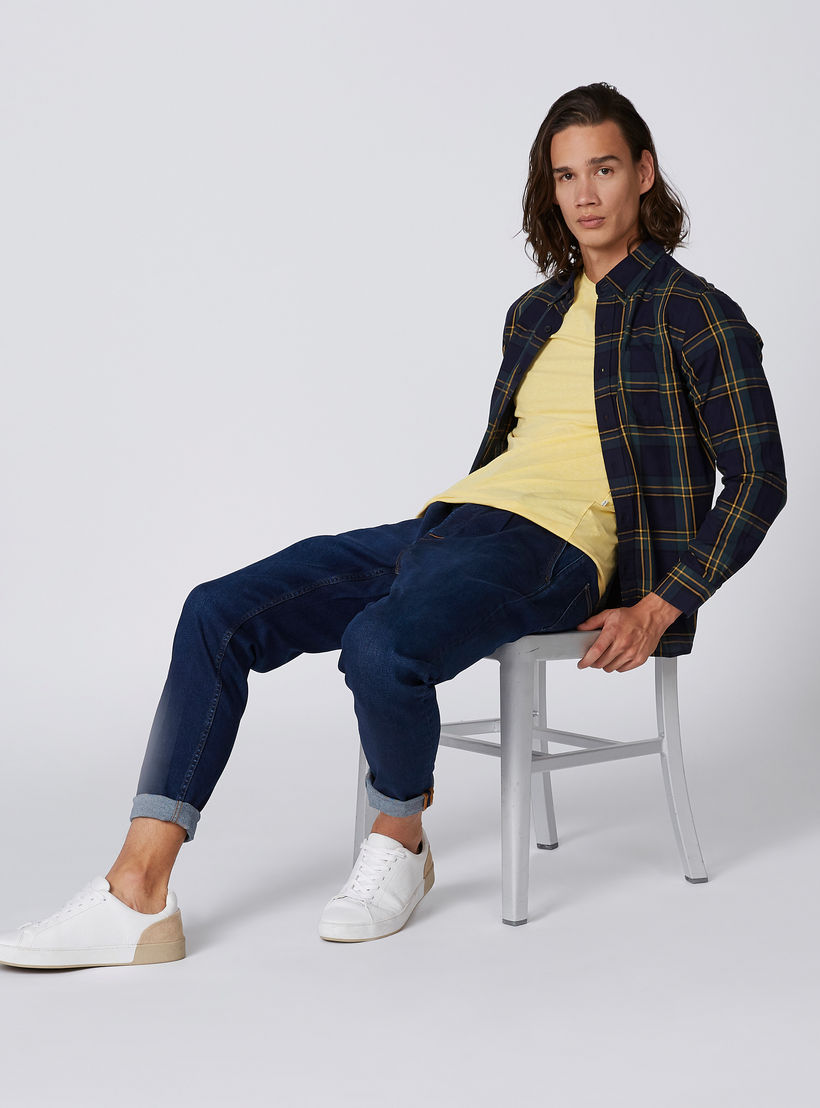 تيشيرت سادة بياقة مستديرة وأكمام قصيرة من لي كوبر-men-clothing-tshirtsandpolos-tshirts-image-2