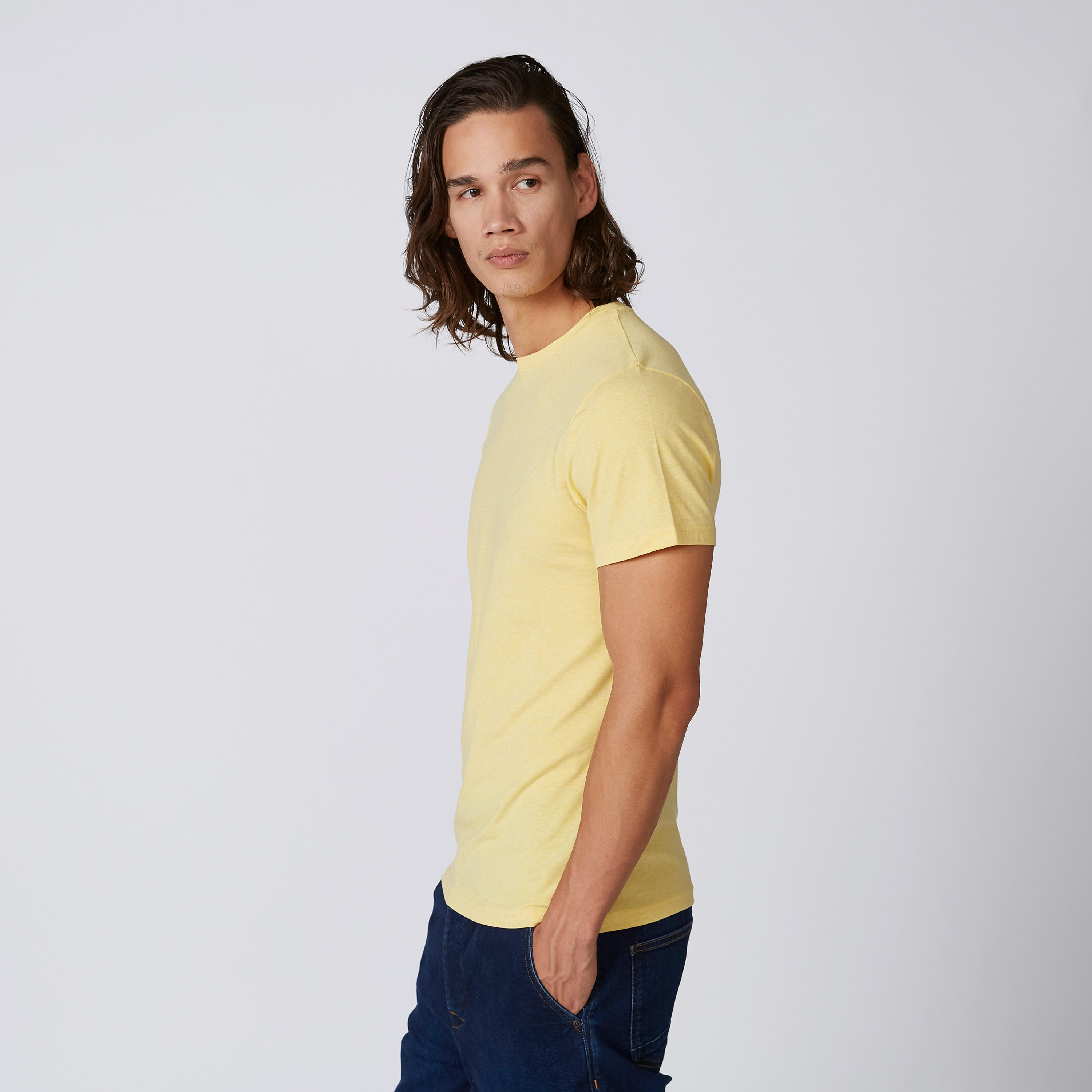 تيشيرت سادة بياقة مستديرة وأكمام قصيرة من لي كوبر-men-clothing-tshirtsandpolos-tshirts-image-1