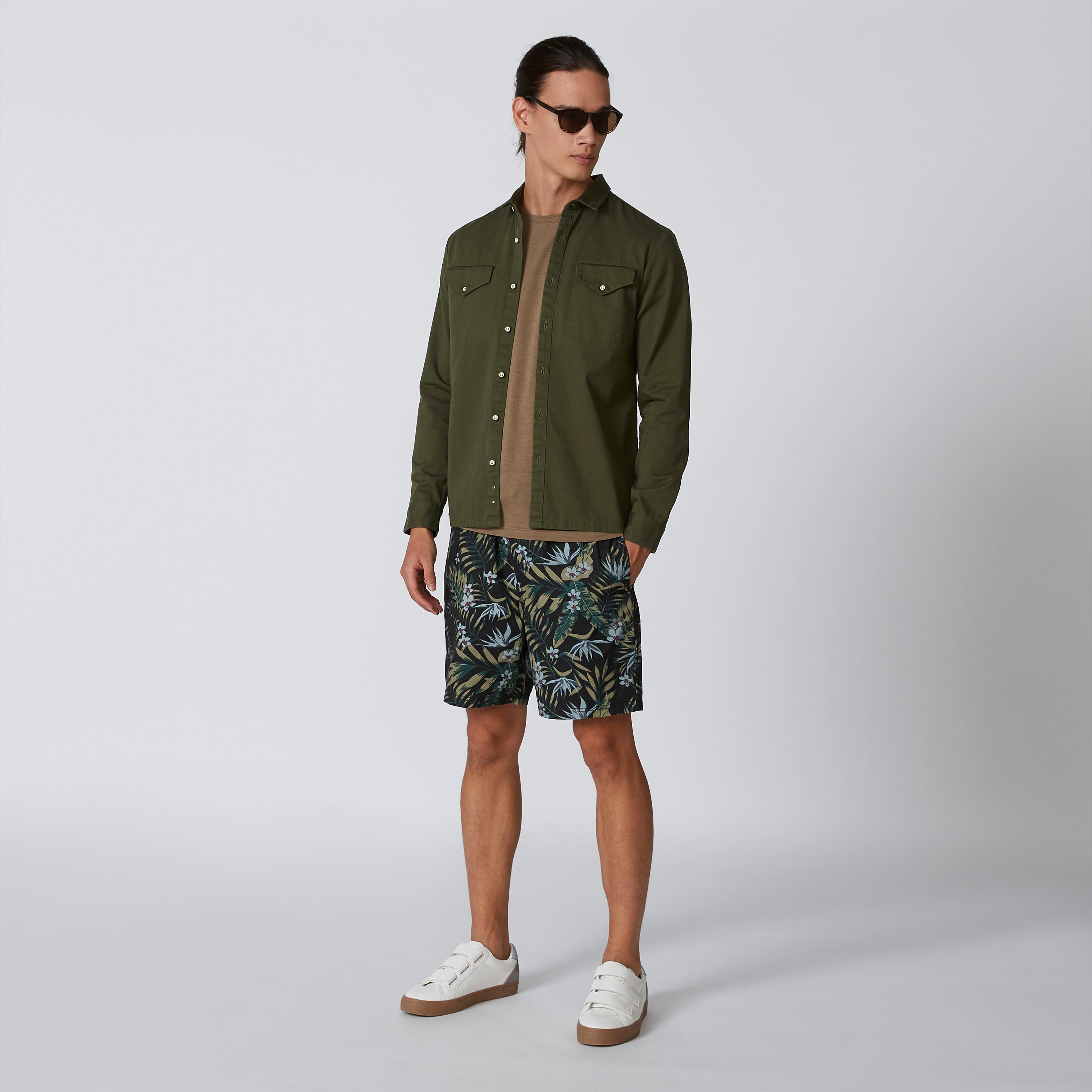 تيشيرت سادة بياقة مستديرة وأكمام قصيرة من لي كوبر-men-clothing-tshirtsandpolos-tshirts-image-3