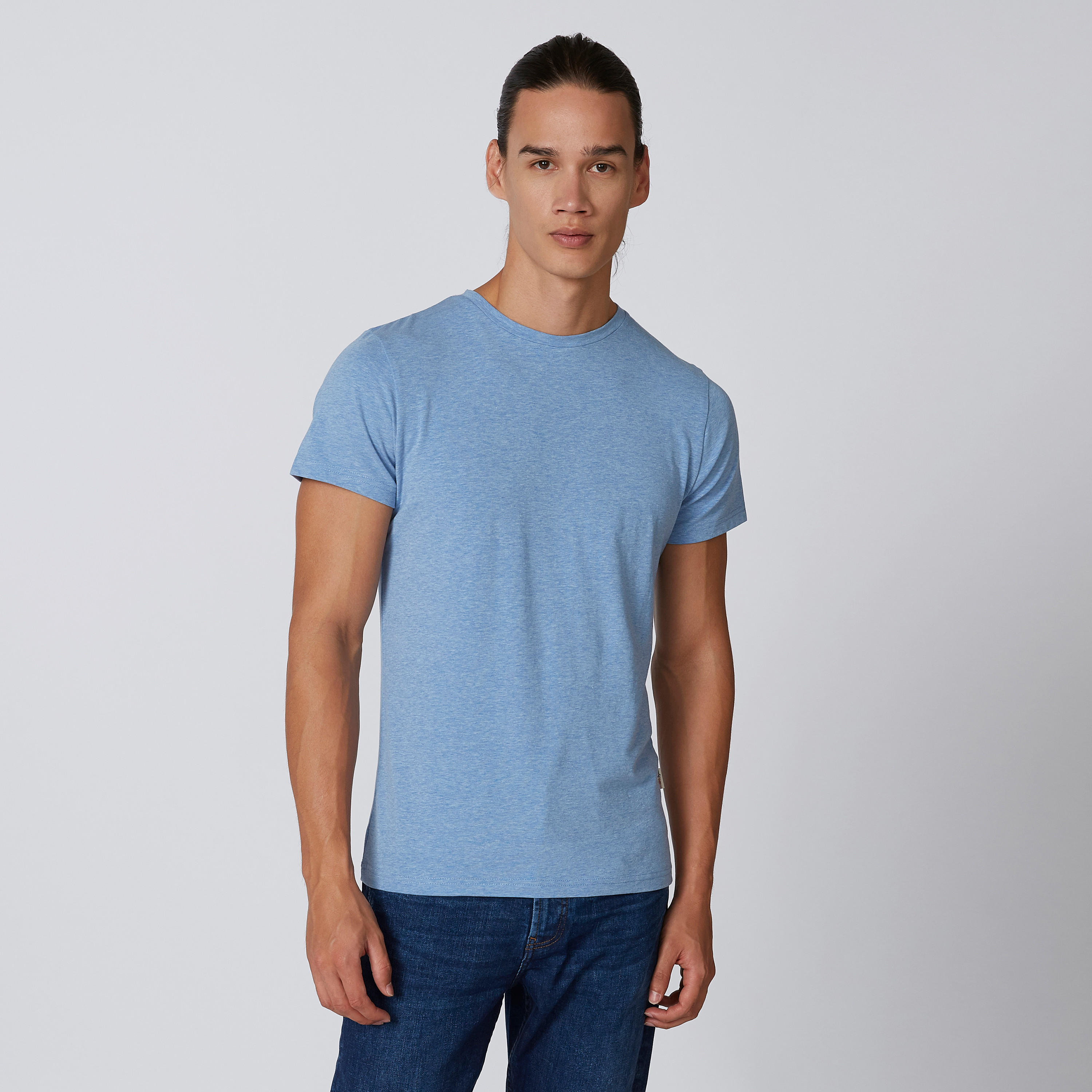 تيشيرت سادة بياقة مستديرة وأكمام قصيرة من لي كوبر-men-clothing-tshirtsandpolos-tshirts-image-2