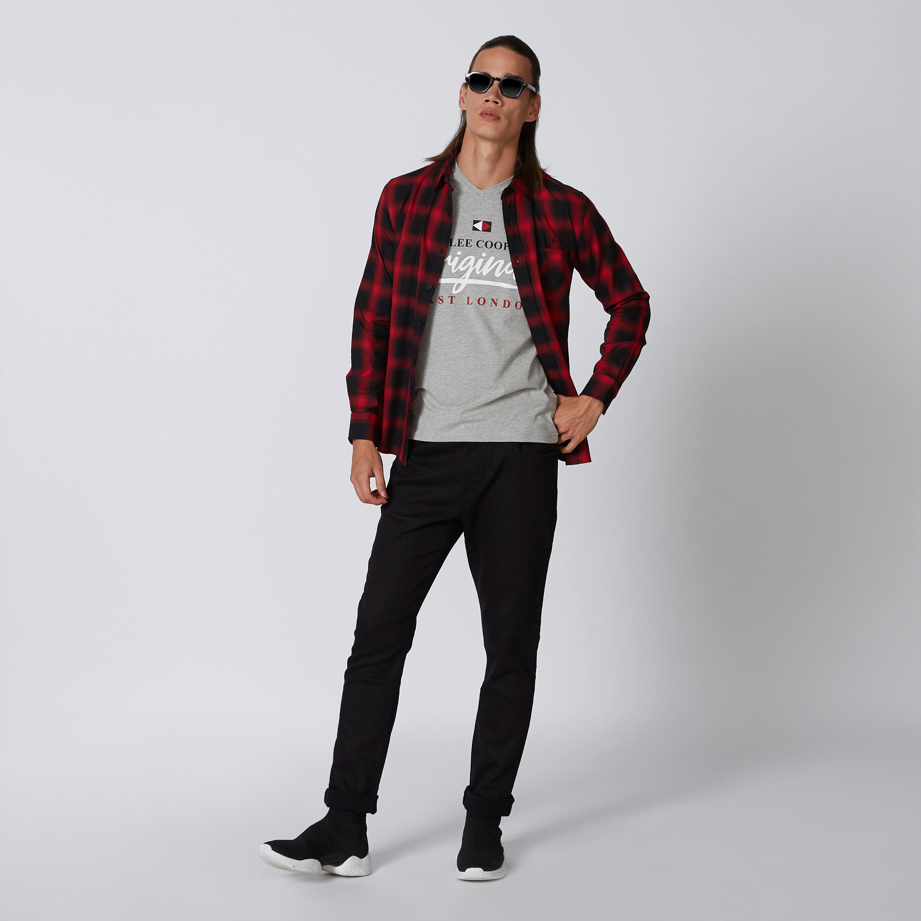 Lee Cooper Printed T-shirt with V-neck and Short Sleeves-men-clothing-tshirtsandpolos-tshirts-image-1