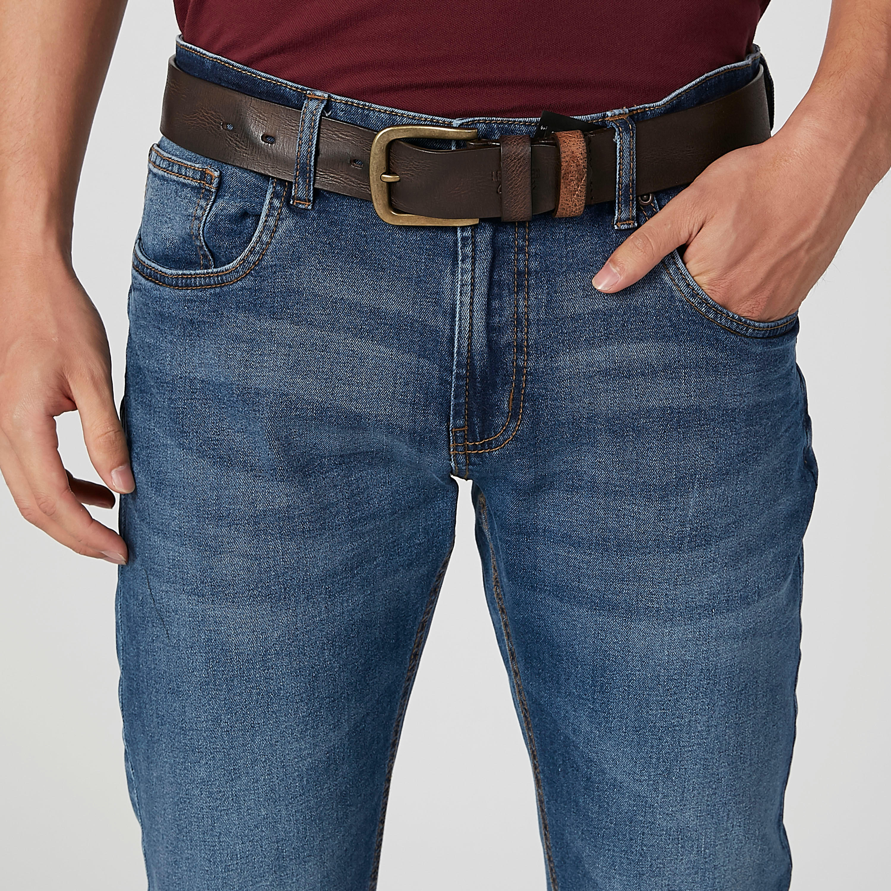 حزام بارز الملمس بإبزيم إغلاق بدبوس-men-beltsandwallets-belts-image-2