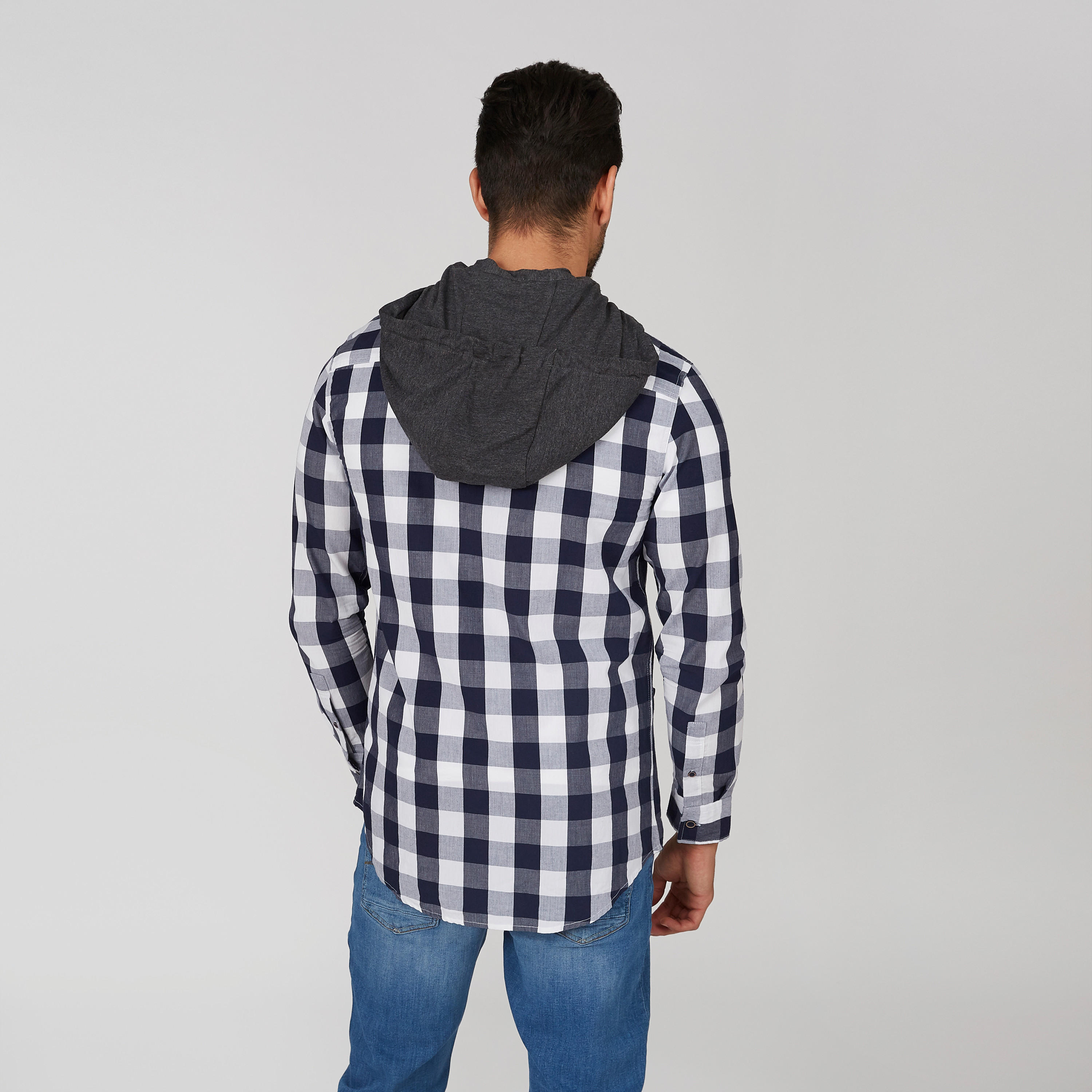 قميص مستدام سليم كاروهات بقبّعة وأكمام طويلة -men-clothing-shirts-image-2