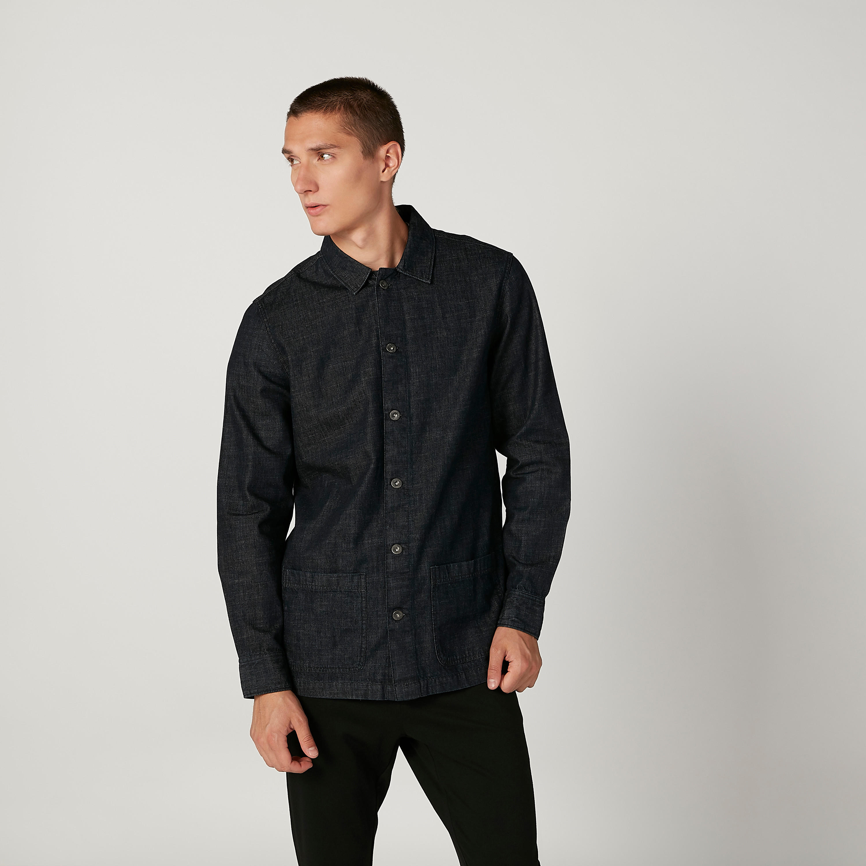 قميص مستدام بارز الملمس بياقة عاديّة وأكمام طويلة -men-clothing-shirts-image-1