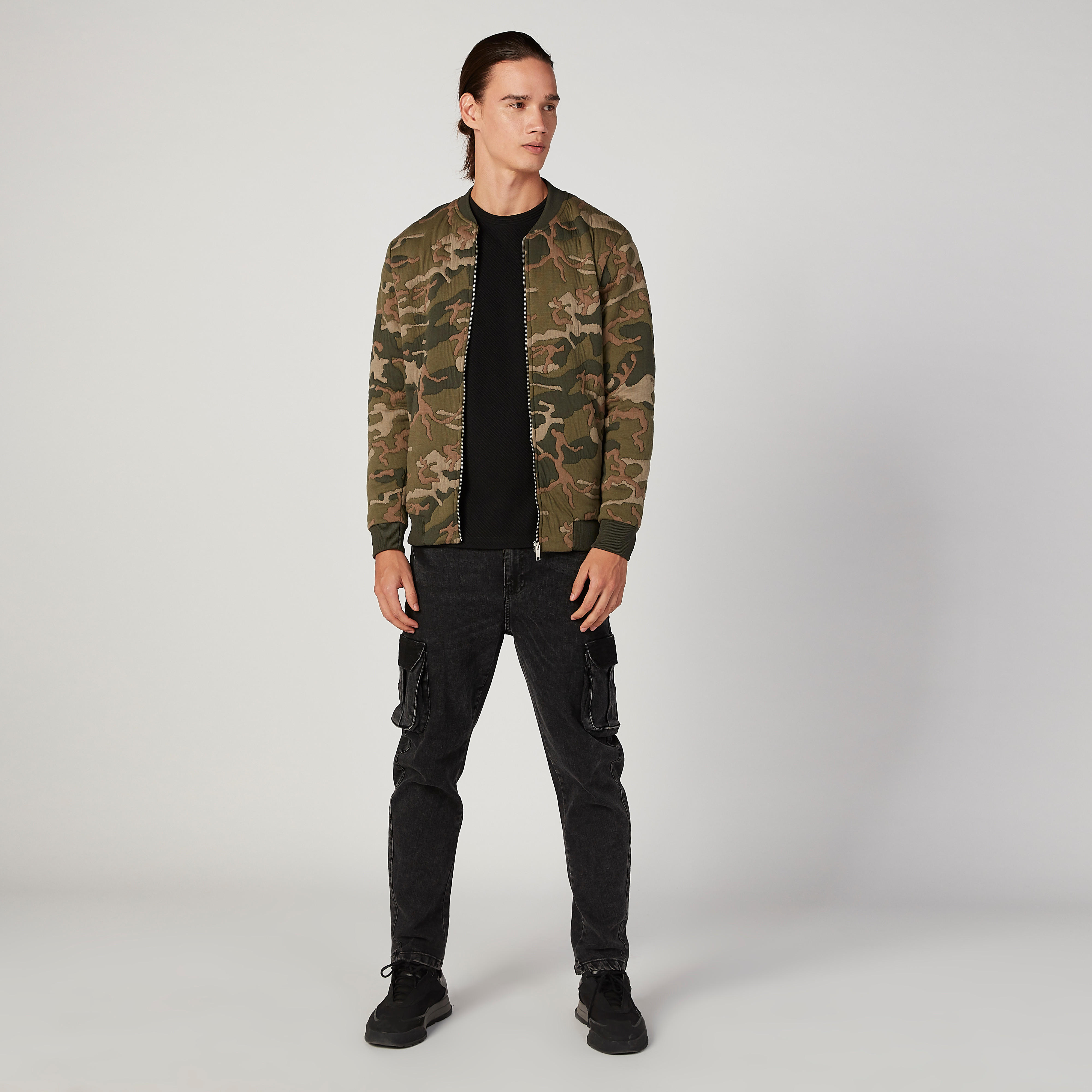 Sustainable Slim Fit Textured Denim Cargo Pants with Pocket Detail-men-clothing-bottoms-jeans-image-2