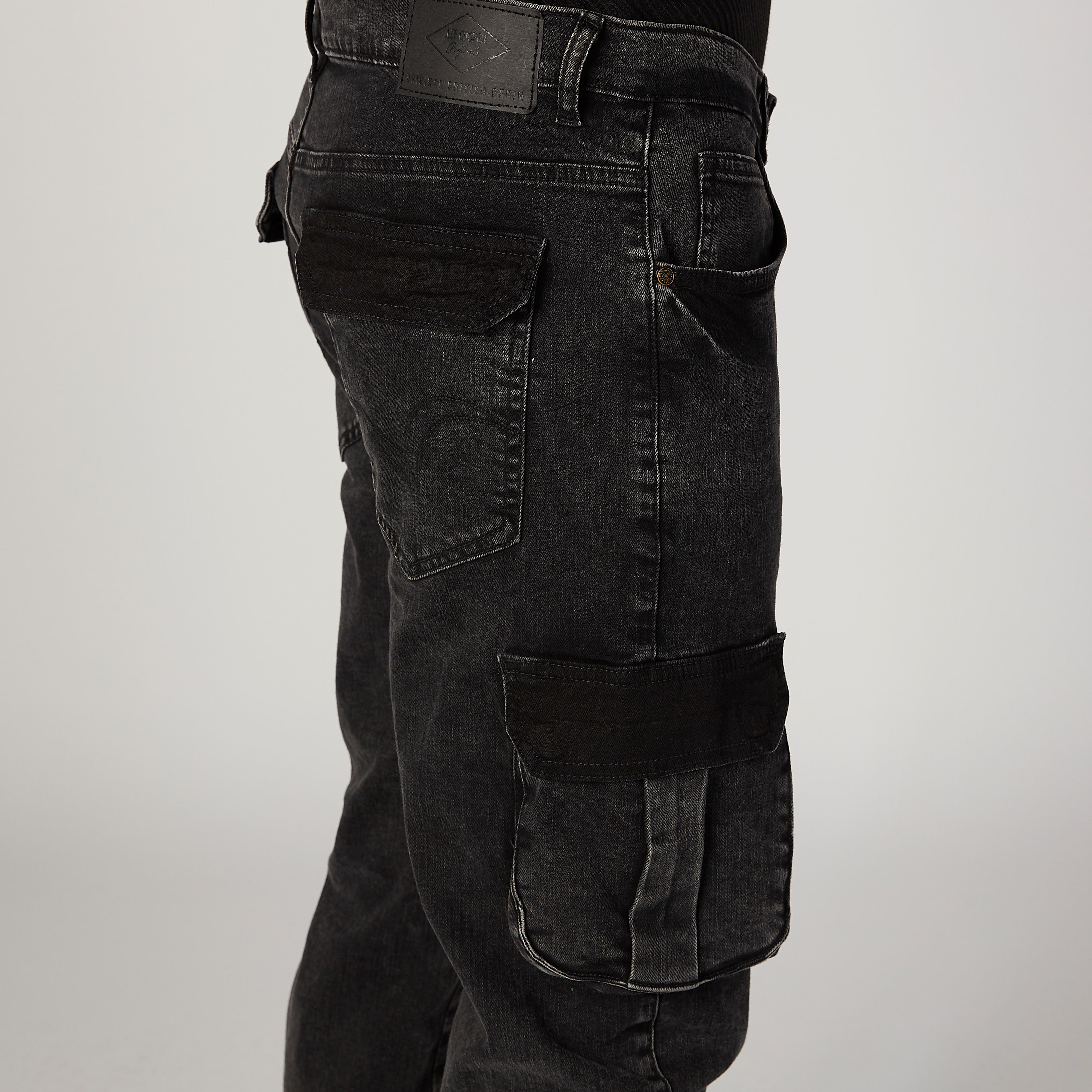 Sustainable Slim Fit Textured Denim Cargo Pants with Pocket Detail-men-clothing-bottoms-jeans-image-3