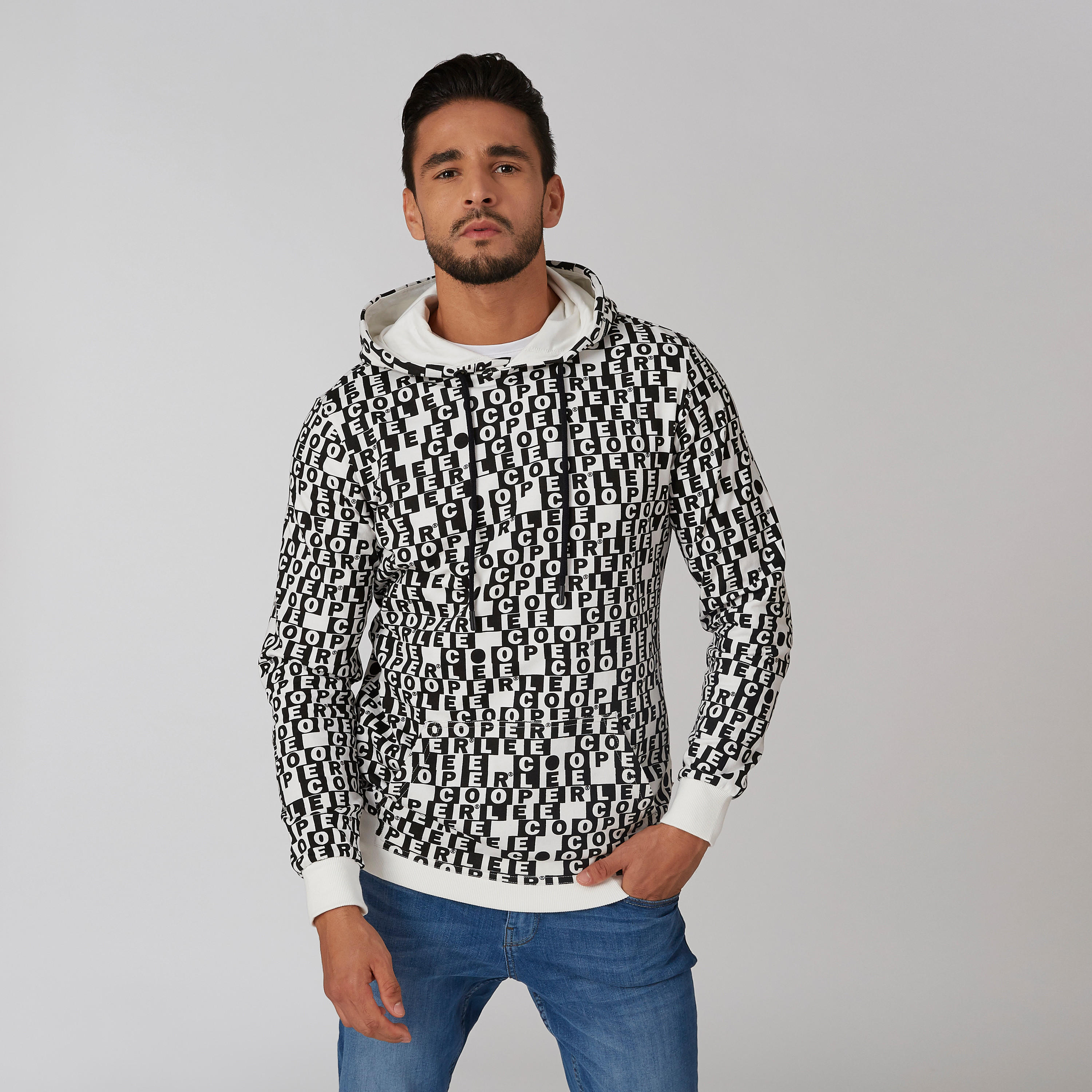 Printed Sweatshirt with Long Sleeves and Hood-men-winterwear-hoodiesandsweatshirts-image-1