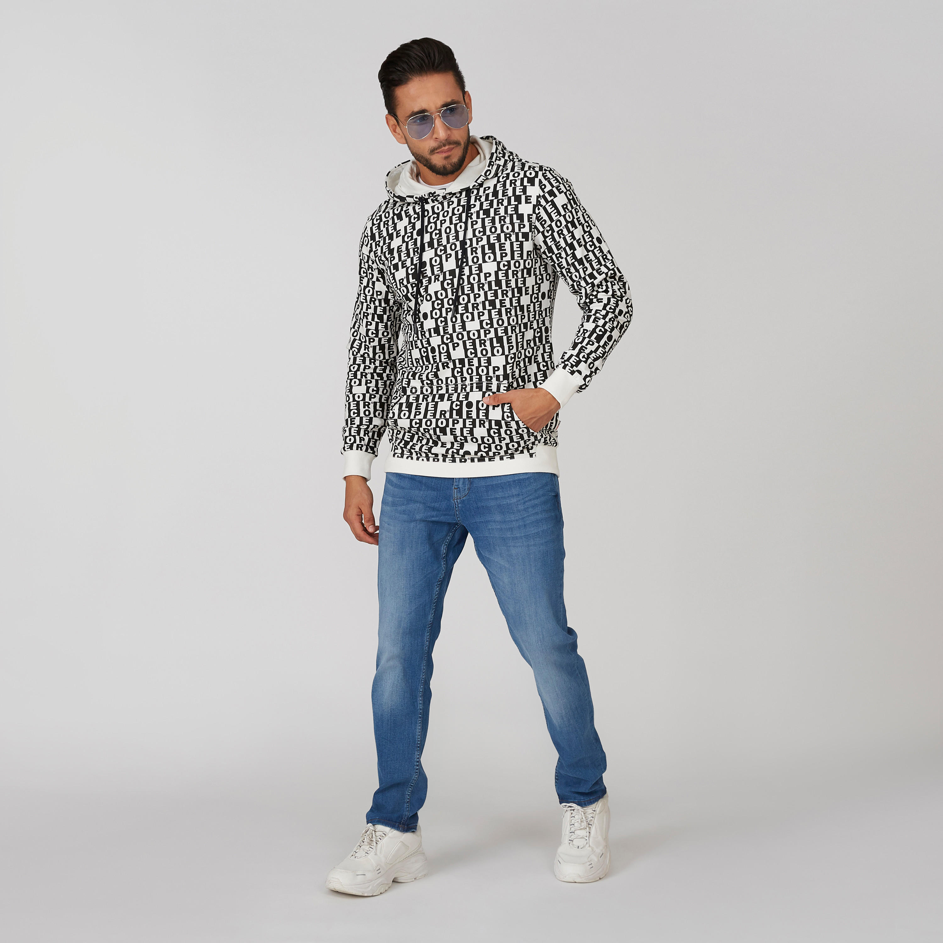 Printed Sweatshirt with Long Sleeves and Hood-men-winterwear-hoodiesandsweatshirts-image-4