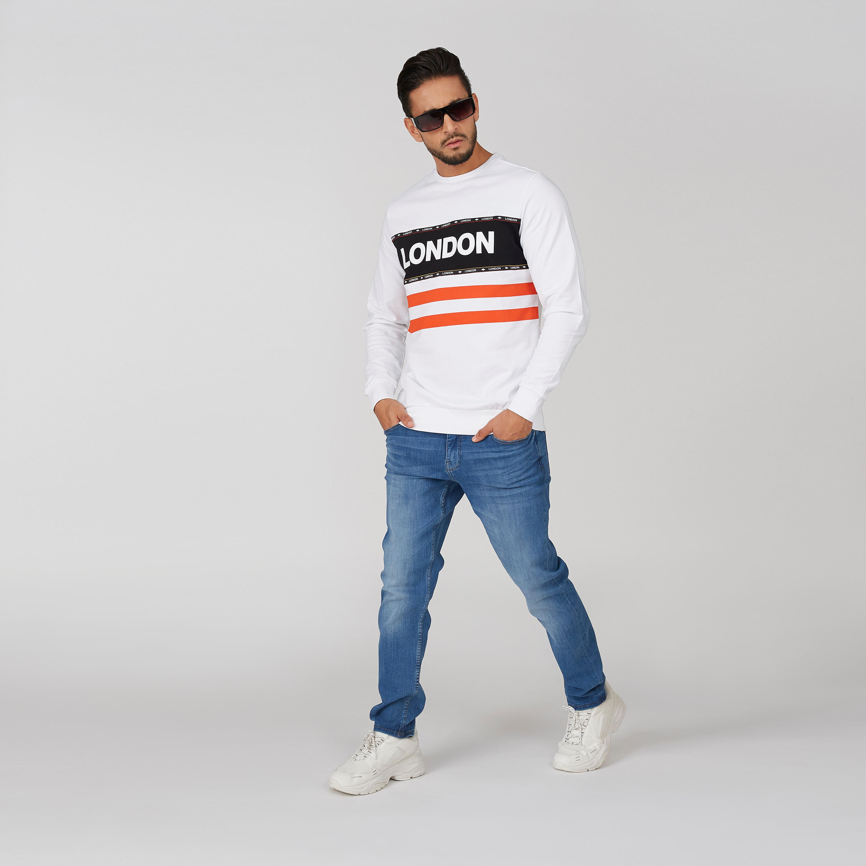 Printed Sweatshirt with Crew Neck and Long Sleeves-men-winterwear-hoodiesandsweatshirts-image-1