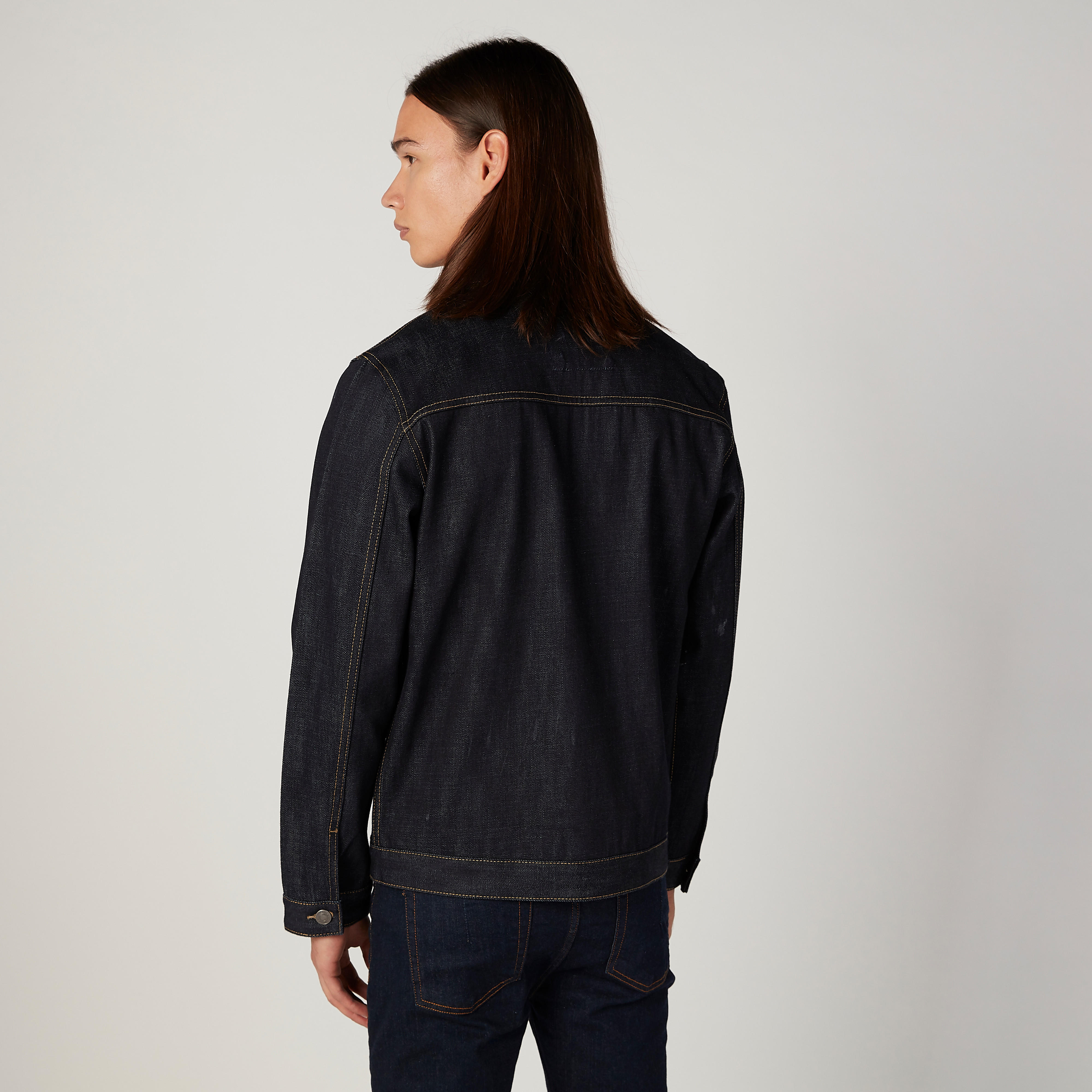 جاكيت مستدام دينم سادة بأكمام طويلة وتفاصيل جيوب-men-clothing-jacketsandblazers-jackets-image-4