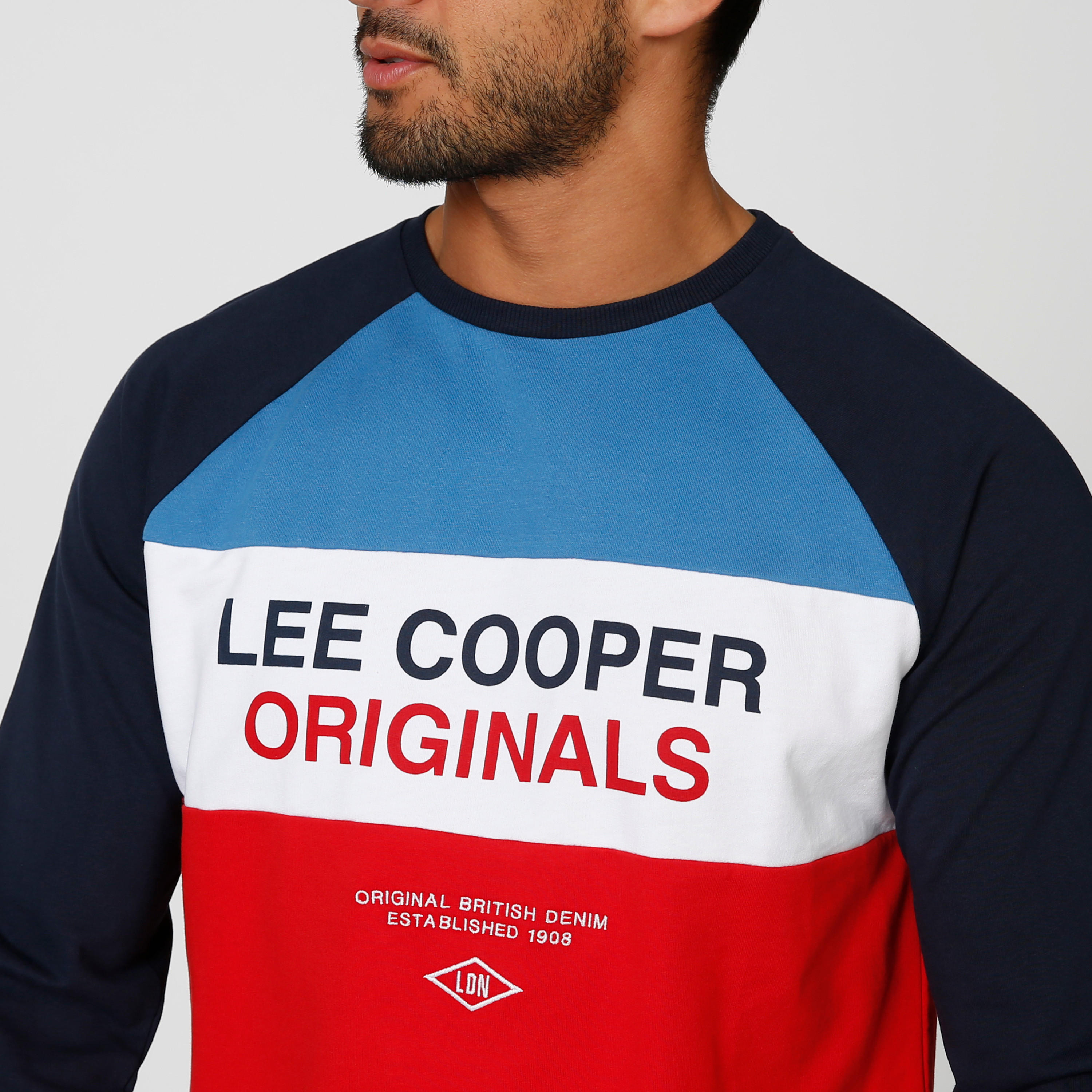 Sustainable Lee Cooper Printed Sweatshirt with Raglan Sleeves-men-winterwear-hoodiesandsweatshirts-image-5