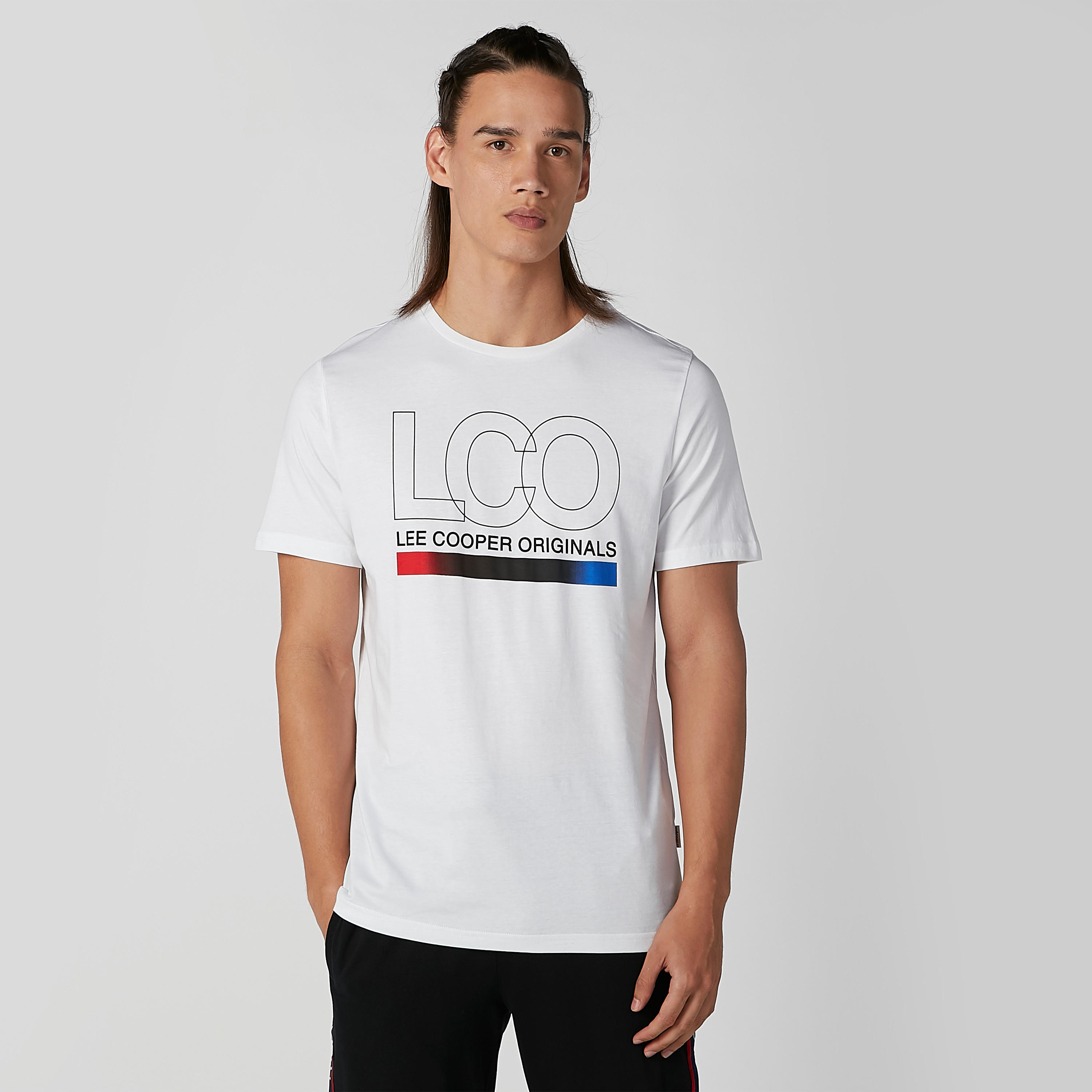 تيشيرت بياقة مستديرة وأكمام قصيرة وطبعات من لي كوبر-men-clothing-tshirtsandpolos-tshirts-image-1