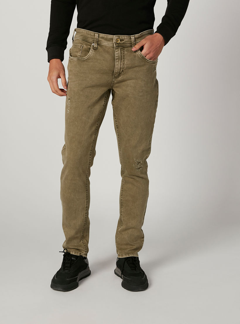 بنطلون جينز سكيني ممزق بخصر متوسط الارتفاع وجيوب من لي كوبر-men-clothing-bottoms-jeans-image-1
