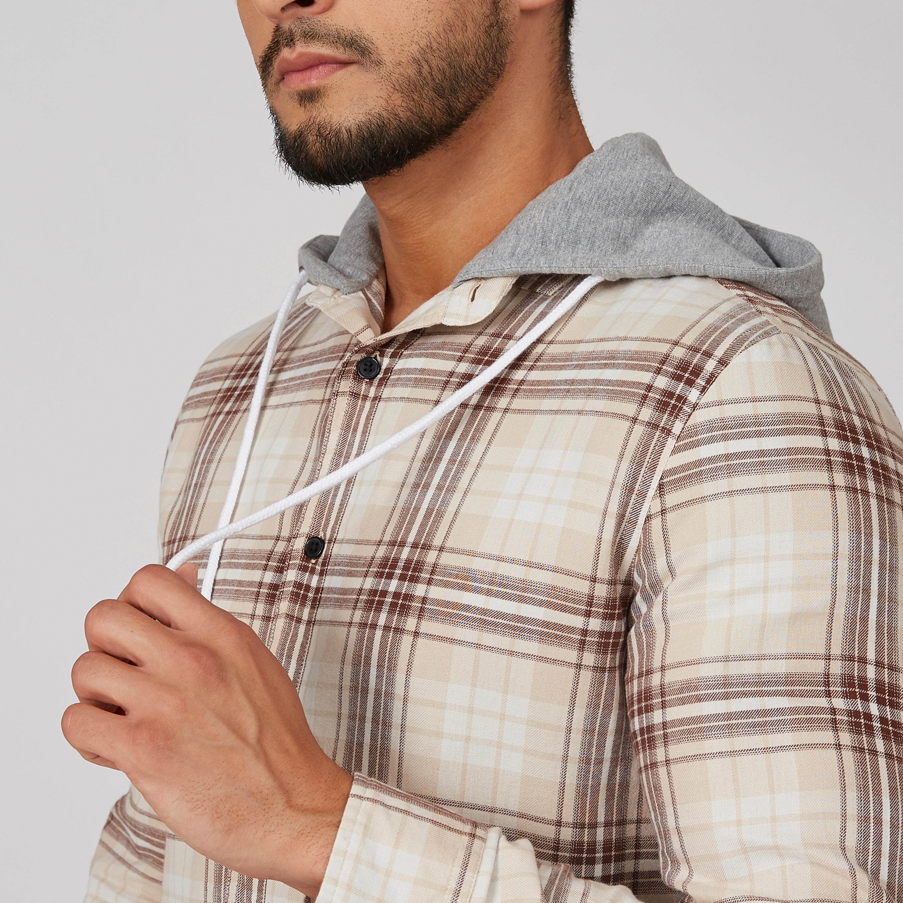 قميص كاروهات مستدام بقبّعة وأكمام طويلة -men-clothing-shirts-image-5