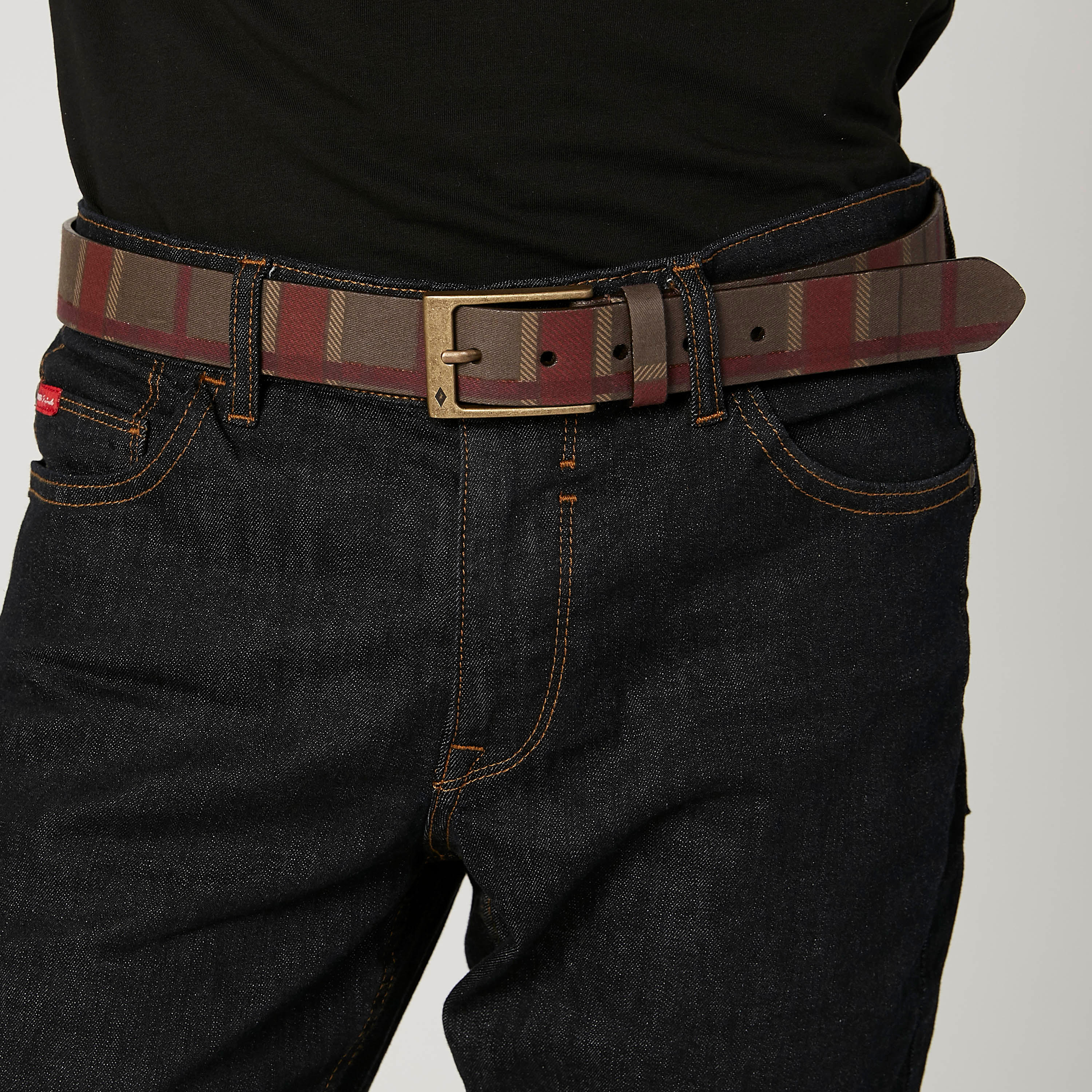 Sustainable Chequered Belt with Pin Buckle-men-beltsandwallets-belts-image-2