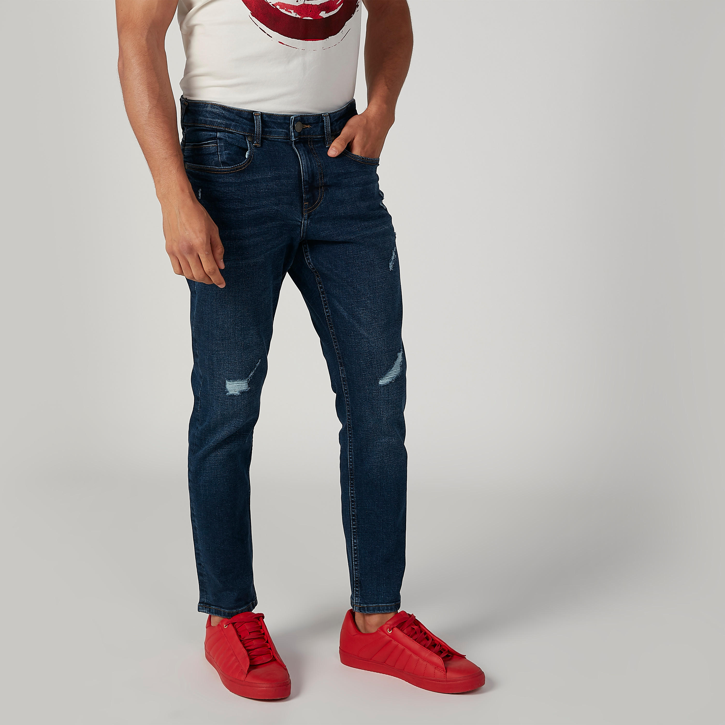 Sustainable Skinny Fit Distressed Jeans with Pocket Detail-men-clothing-bottoms-jeans-image-1