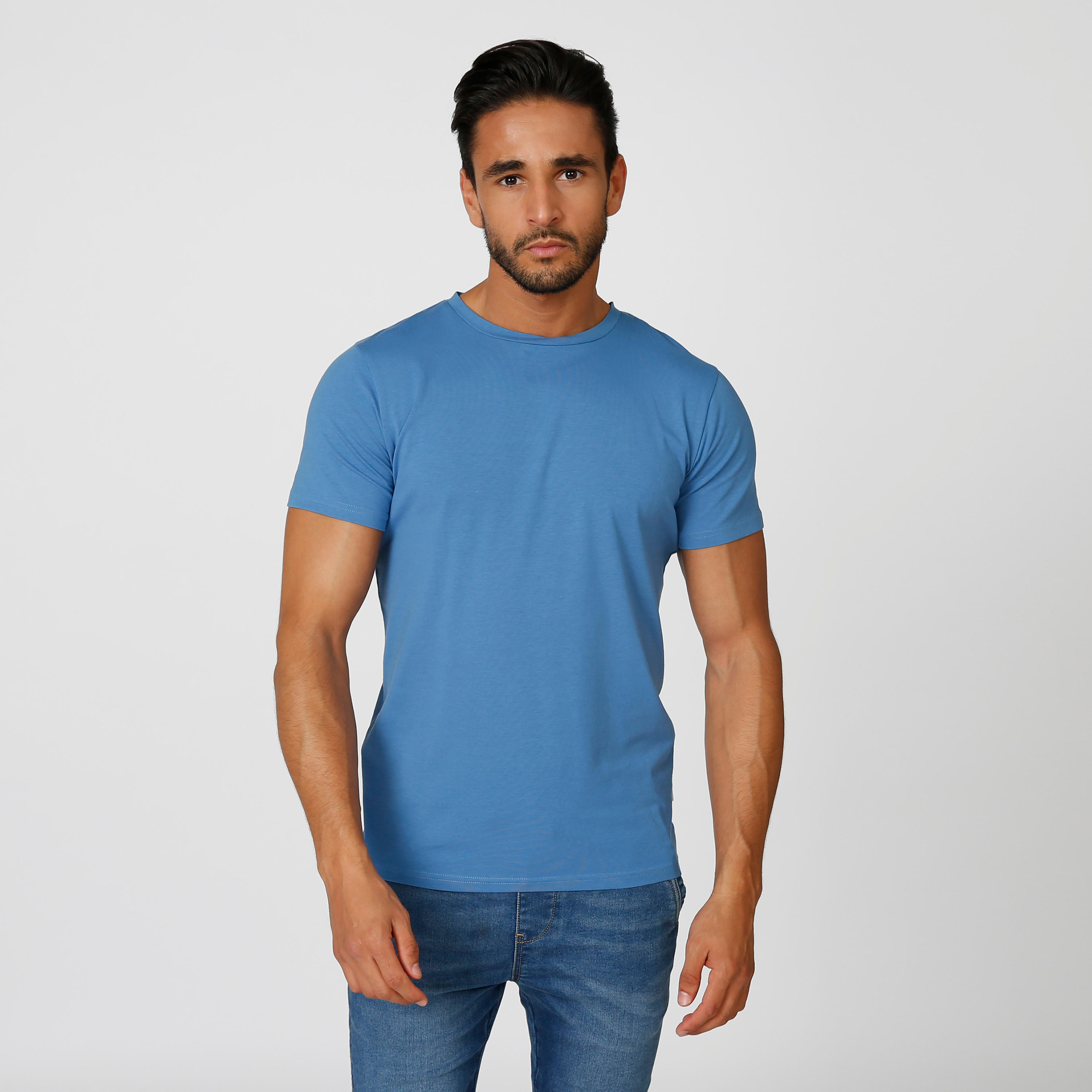 تيشيرت سادة بياقة مستديرة وأكمام قصيرة من لي كوبر-men-clothing-tshirtsandpolos-tshirts-image-1