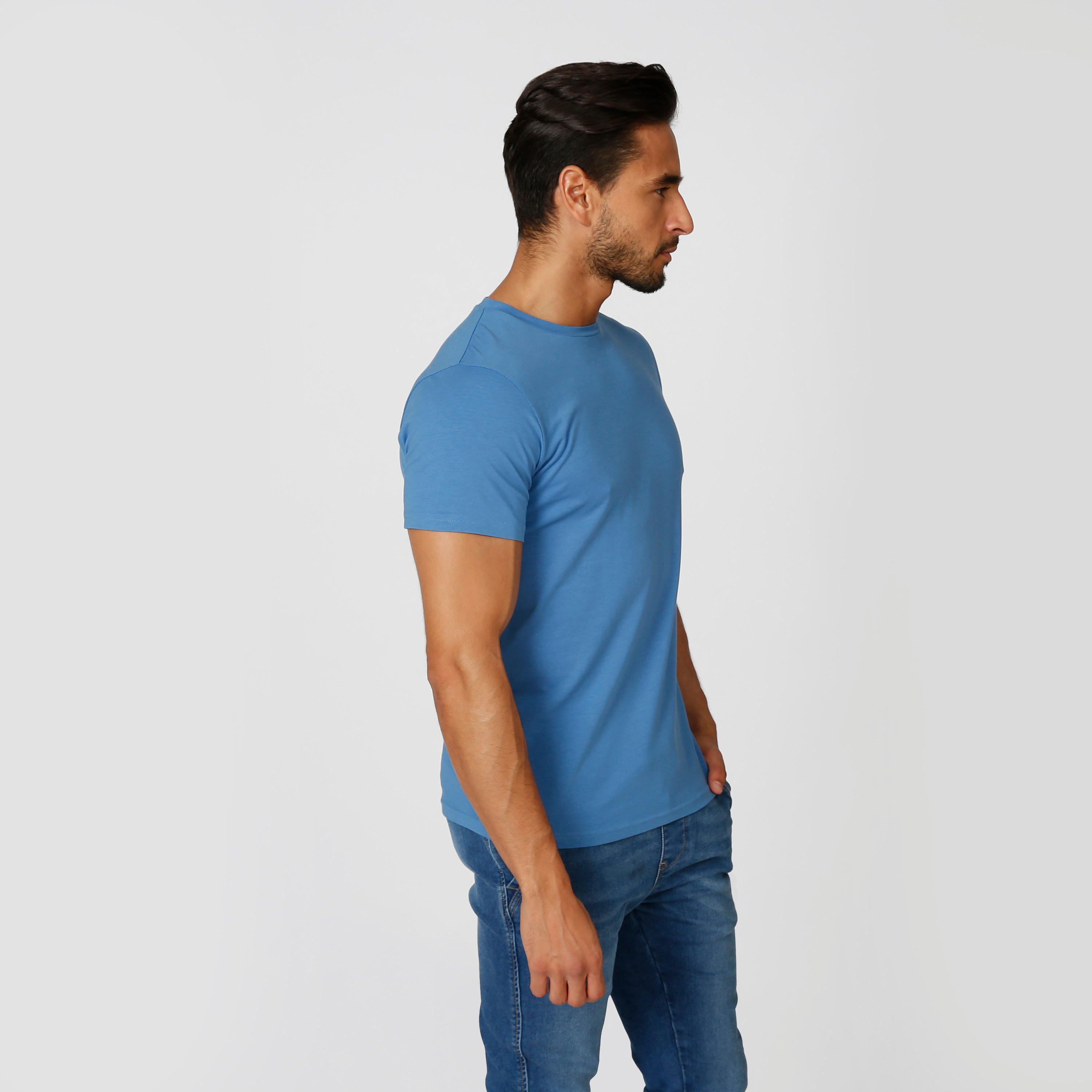 تيشيرت سادة بياقة مستديرة وأكمام قصيرة من لي كوبر-men-clothing-tshirtsandpolos-tshirts-image-3