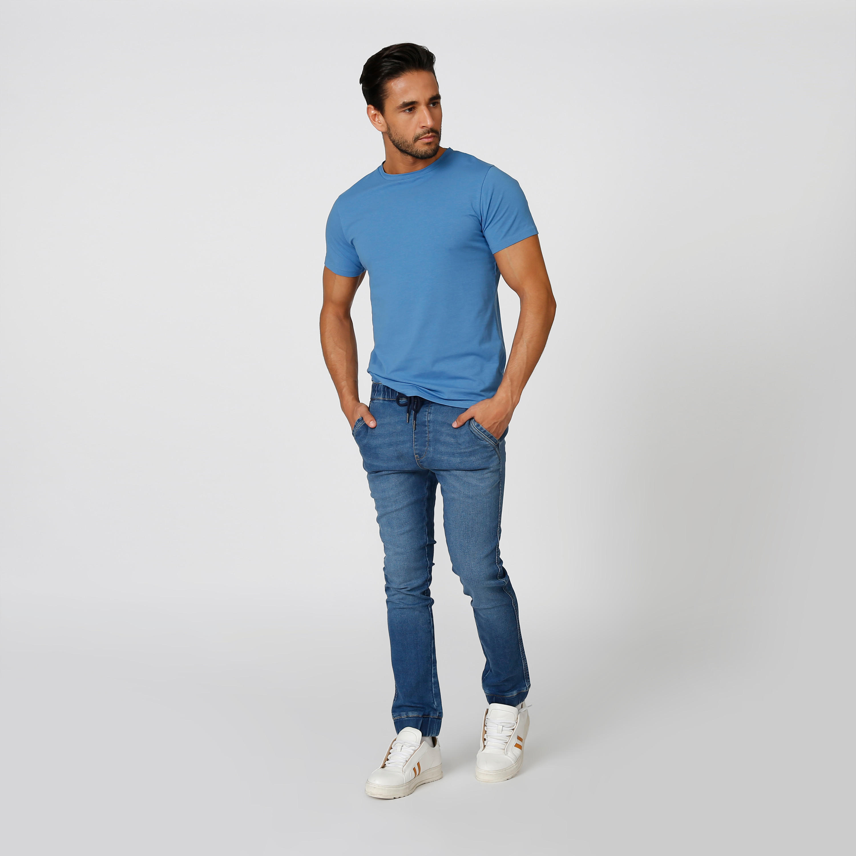 تيشيرت سادة بياقة مستديرة وأكمام قصيرة من لي كوبر-men-clothing-tshirtsandpolos-tshirts-image-4