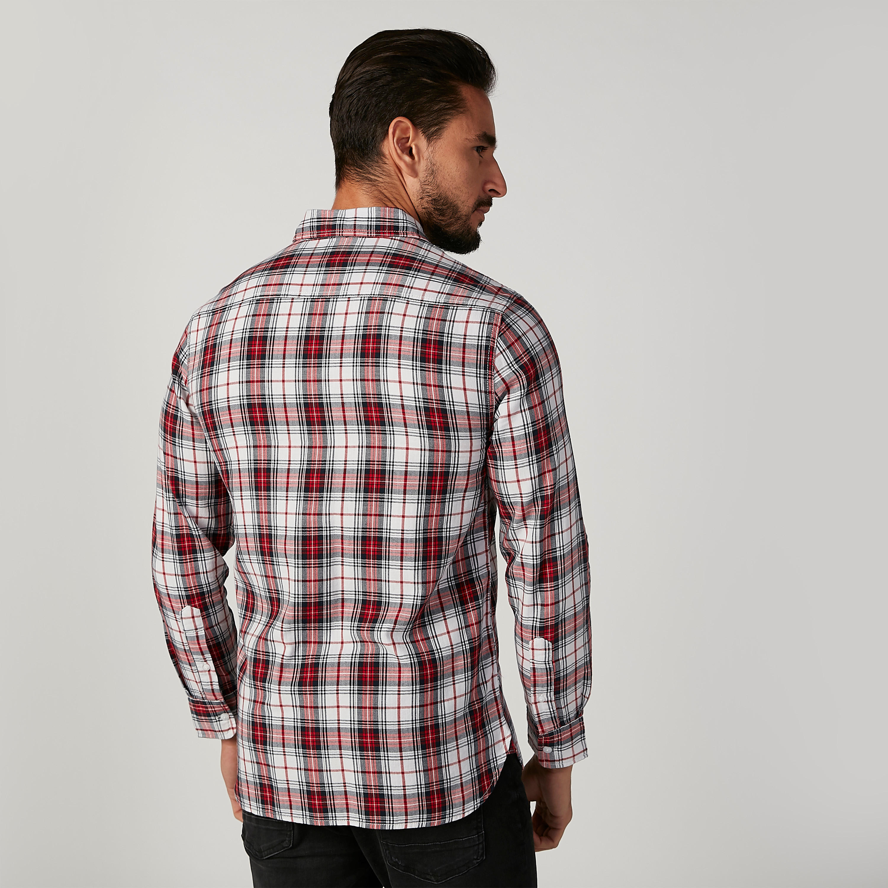 قميص كاروهات بياقة عاديّة وأكمام طويلة من لي كوبر-men-clothing-shirts-image-2