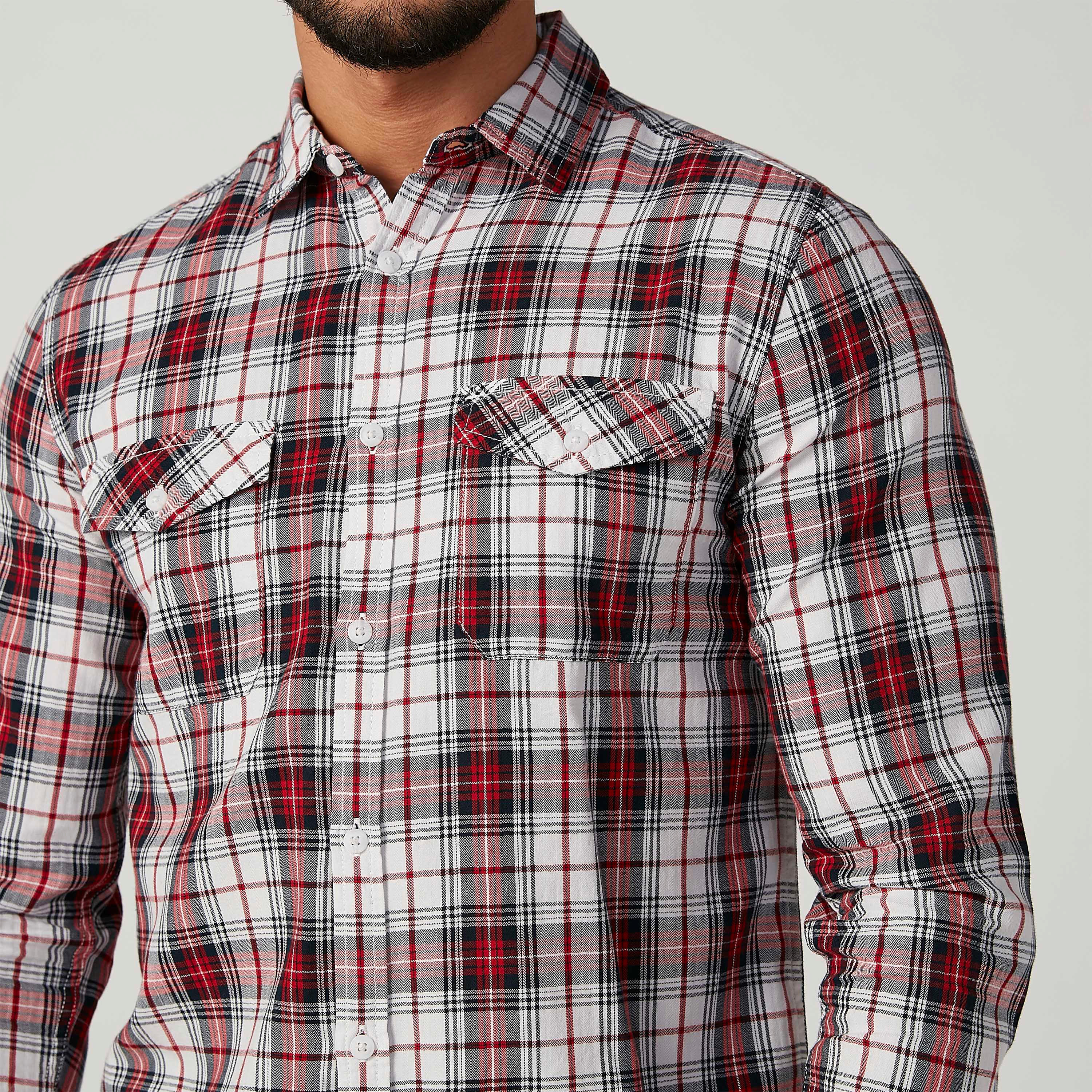 قميص كاروهات بياقة عاديّة وأكمام طويلة من لي كوبر-men-clothing-shirts-image-5