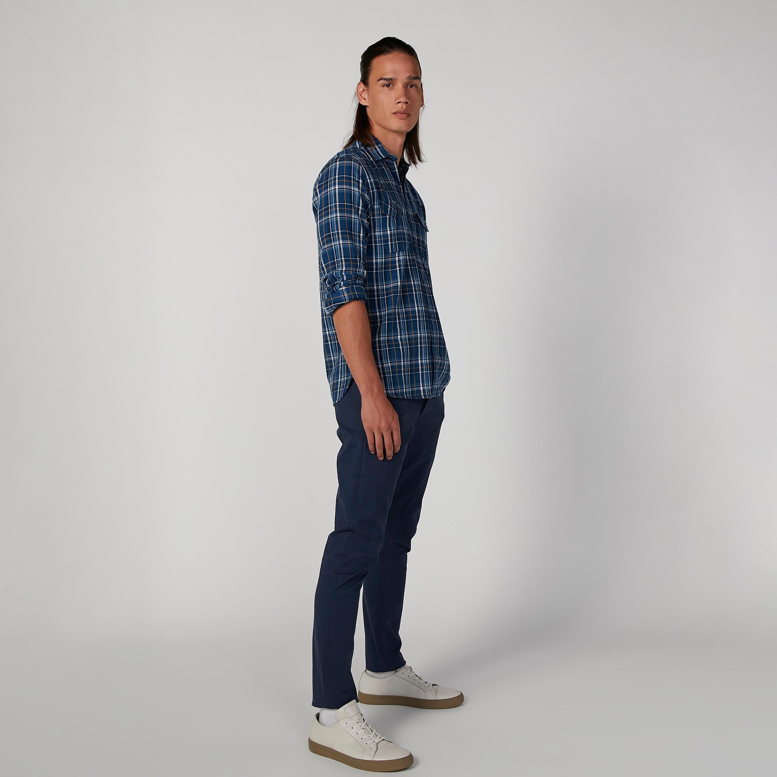 قميص كاروهات بأكمام طويلة وجيوب بطيّة من لي كوبر-men-clothing-shirts-image-2
