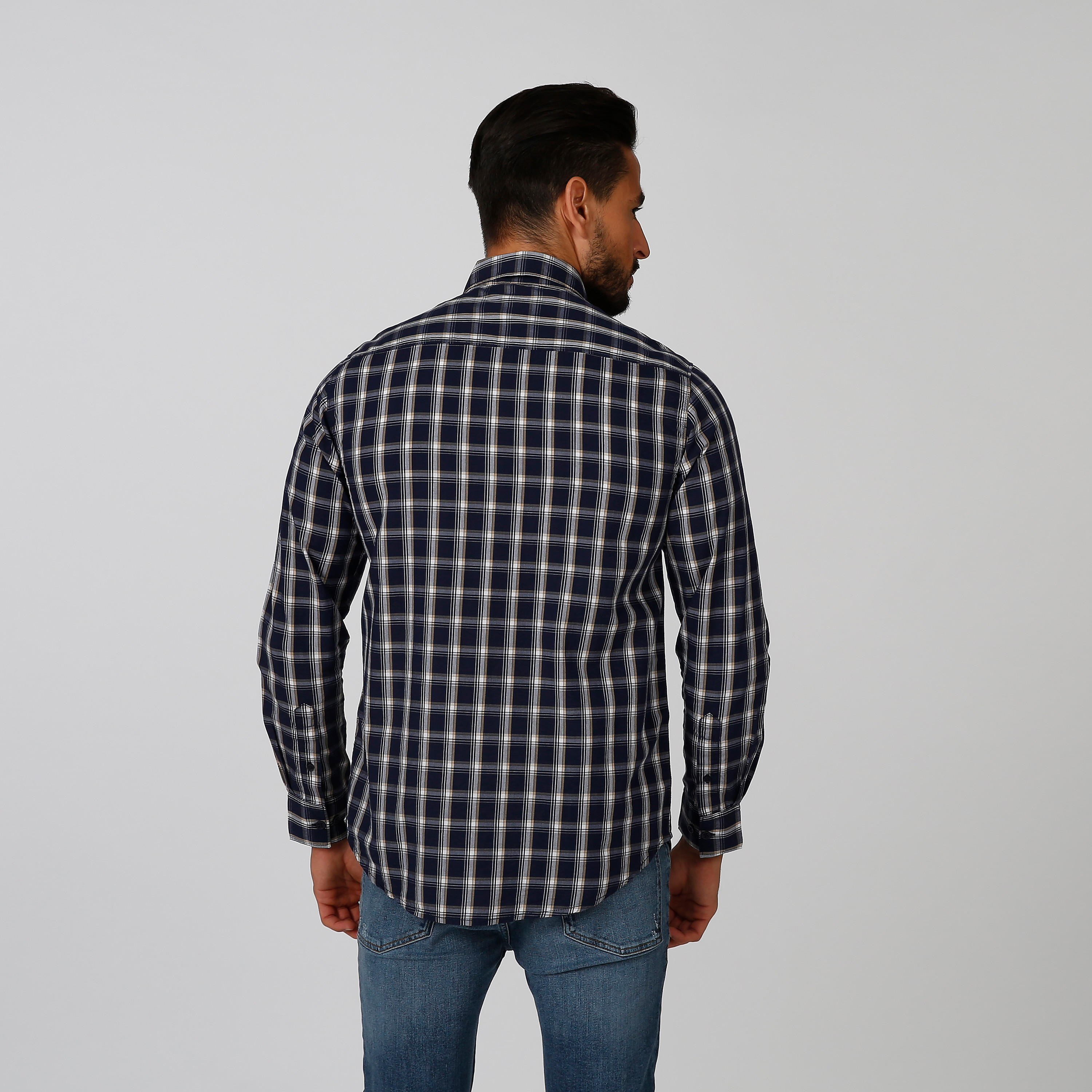 قميص مستدام كاروهات بياقة عاديّة وأكمام طويلة -men-clothing-shirts-image-2