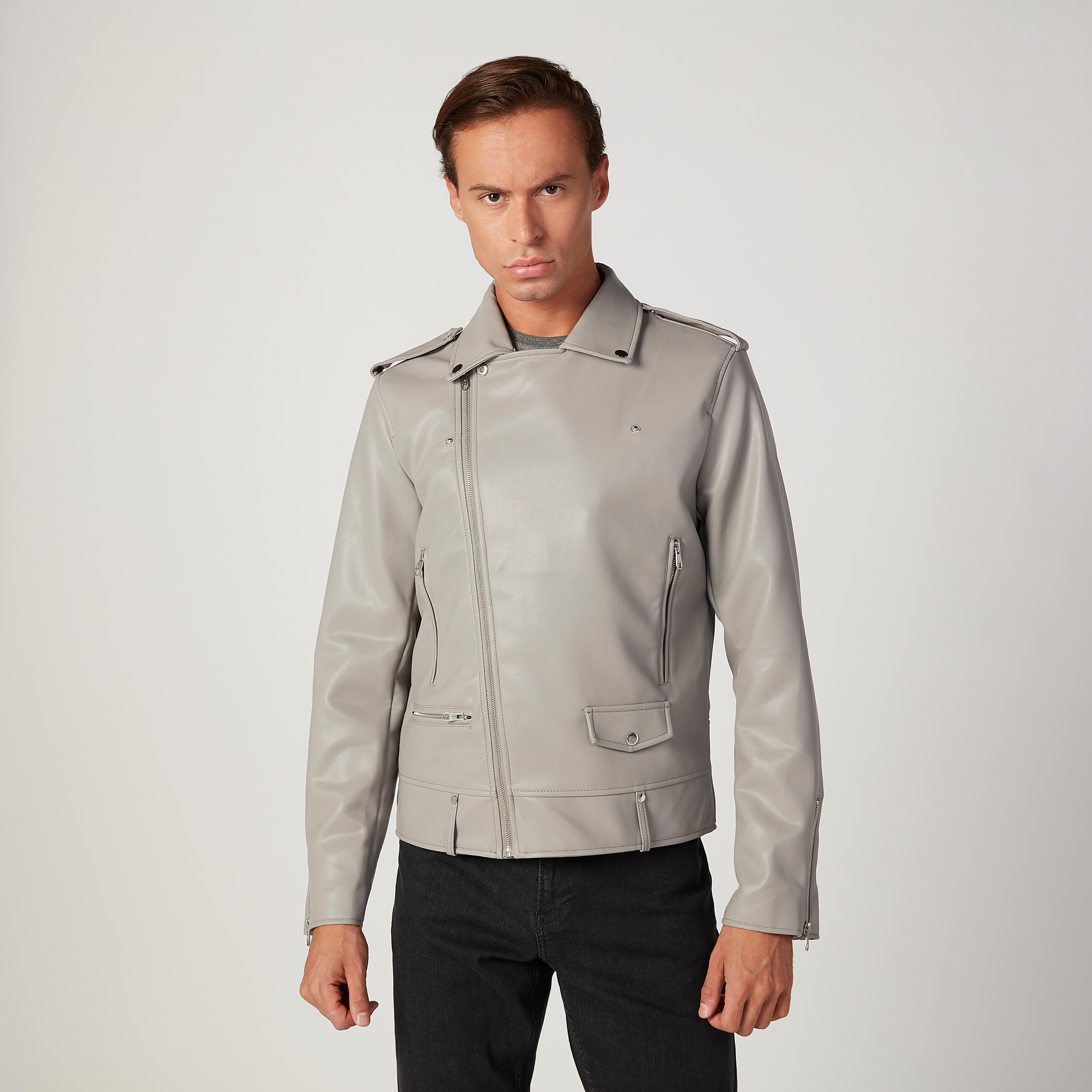 Sustainable Lee Cooper Biker Jacket with Long Sleeves-men-clothing-jacketsandblazers-jackets-image-1