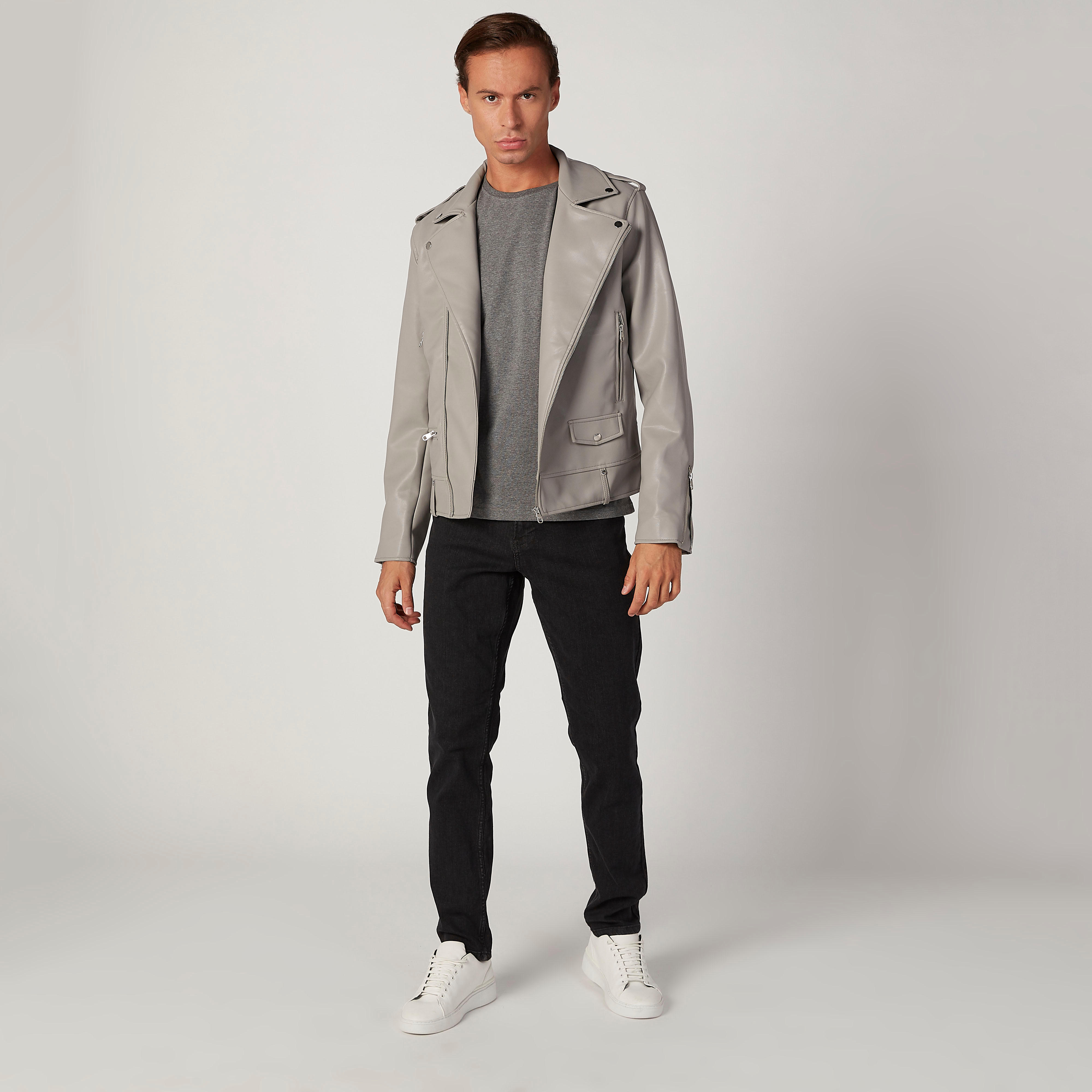 Sustainable Lee Cooper Biker Jacket with Long Sleeves-men-clothing-jacketsandblazers-jackets-image-2
