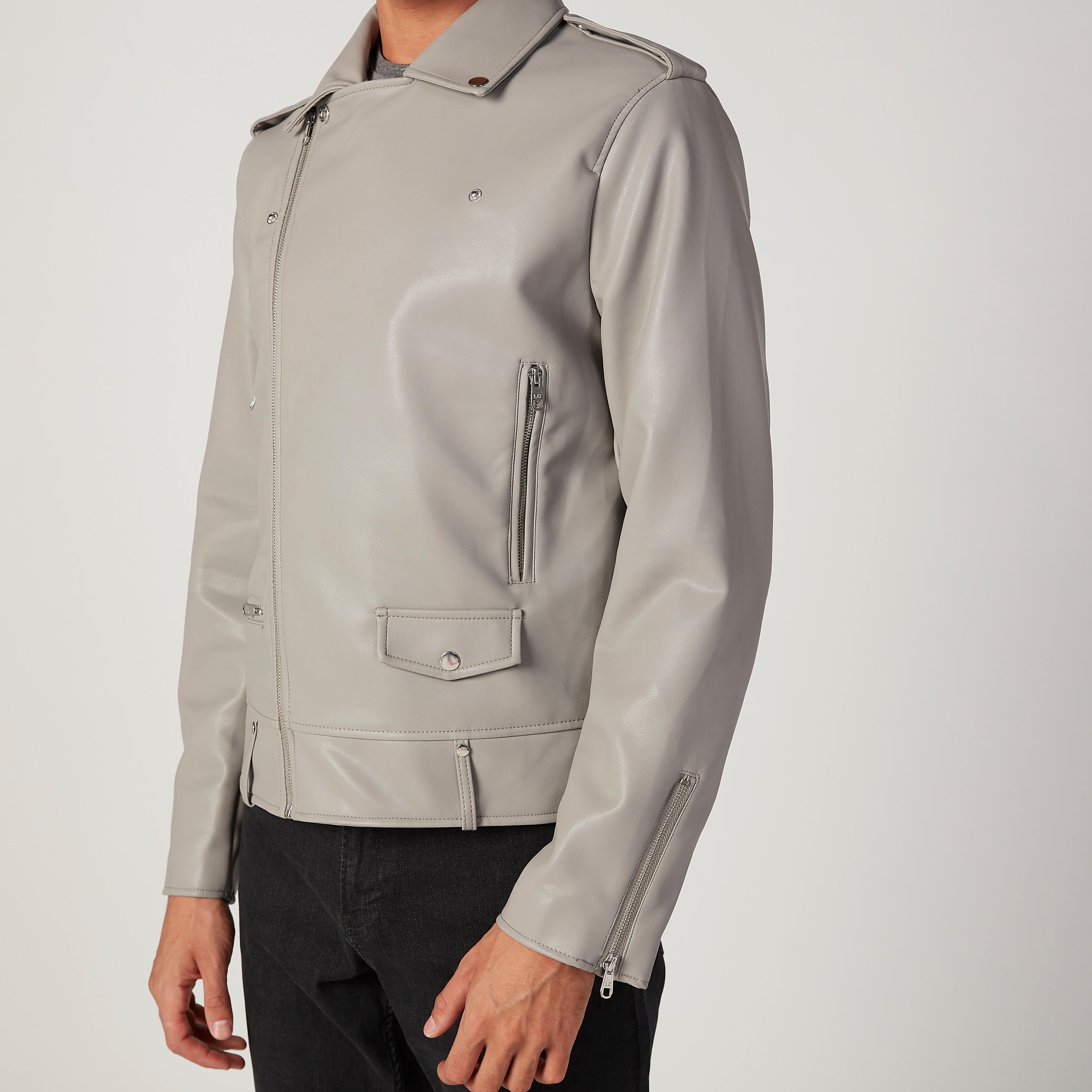 Sustainable Lee Cooper Biker Jacket with Long Sleeves-men-clothing-jacketsandblazers-jackets-image-3