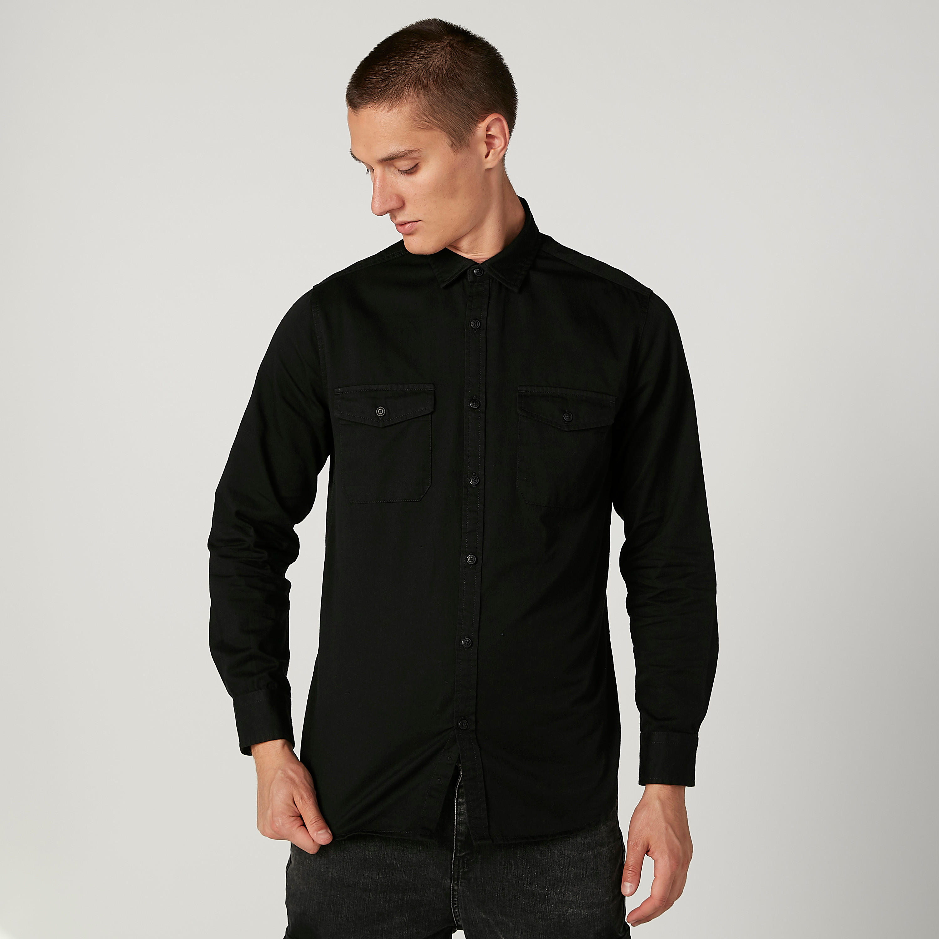 Lee Cooper Solid Shirt with Buttoned Flap Pockets-men-clothing-shirts-image-1