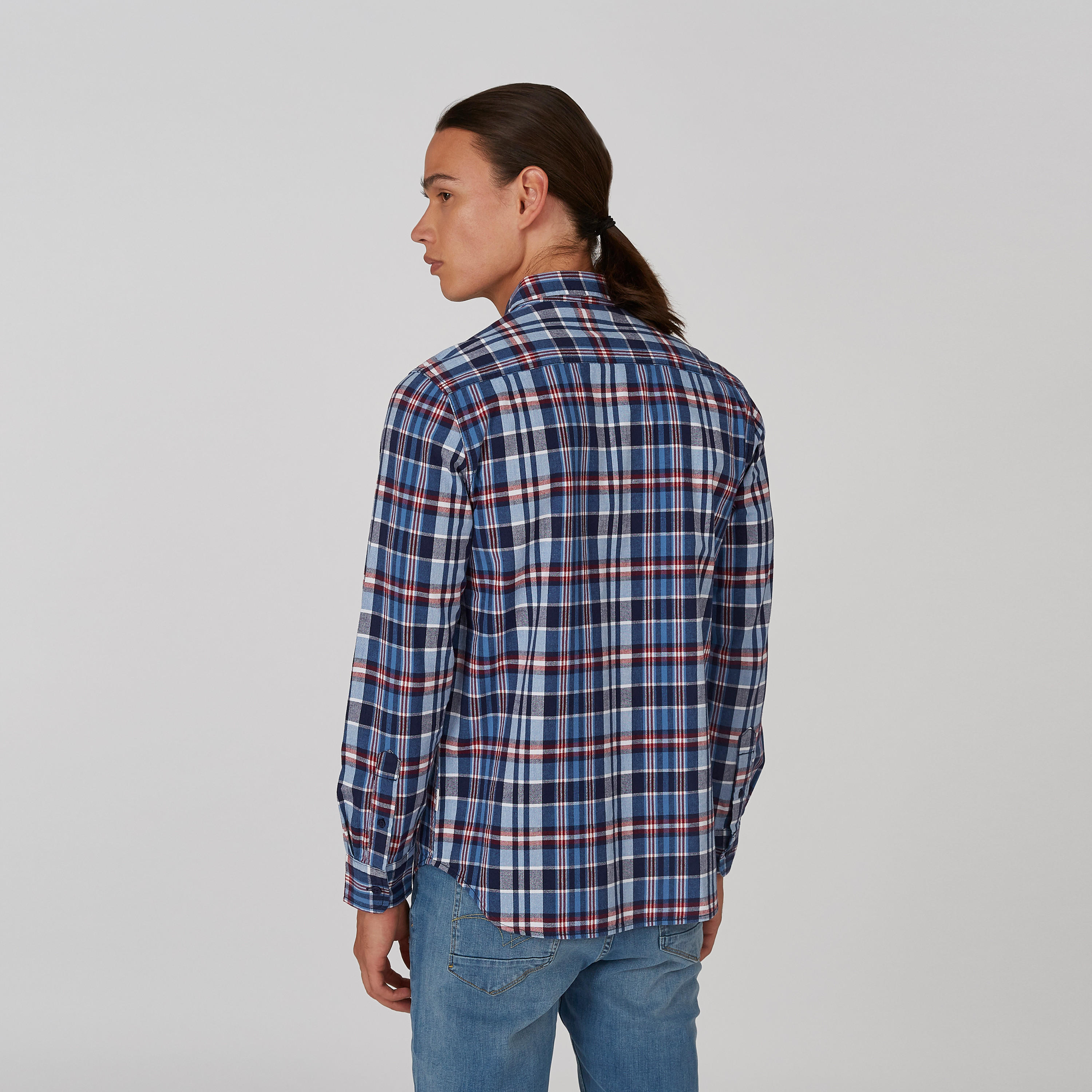 قميص كاروهات بياقة عاديّة وأكمام طويلة من لي كوبر-men-clothing-shirts-image-2