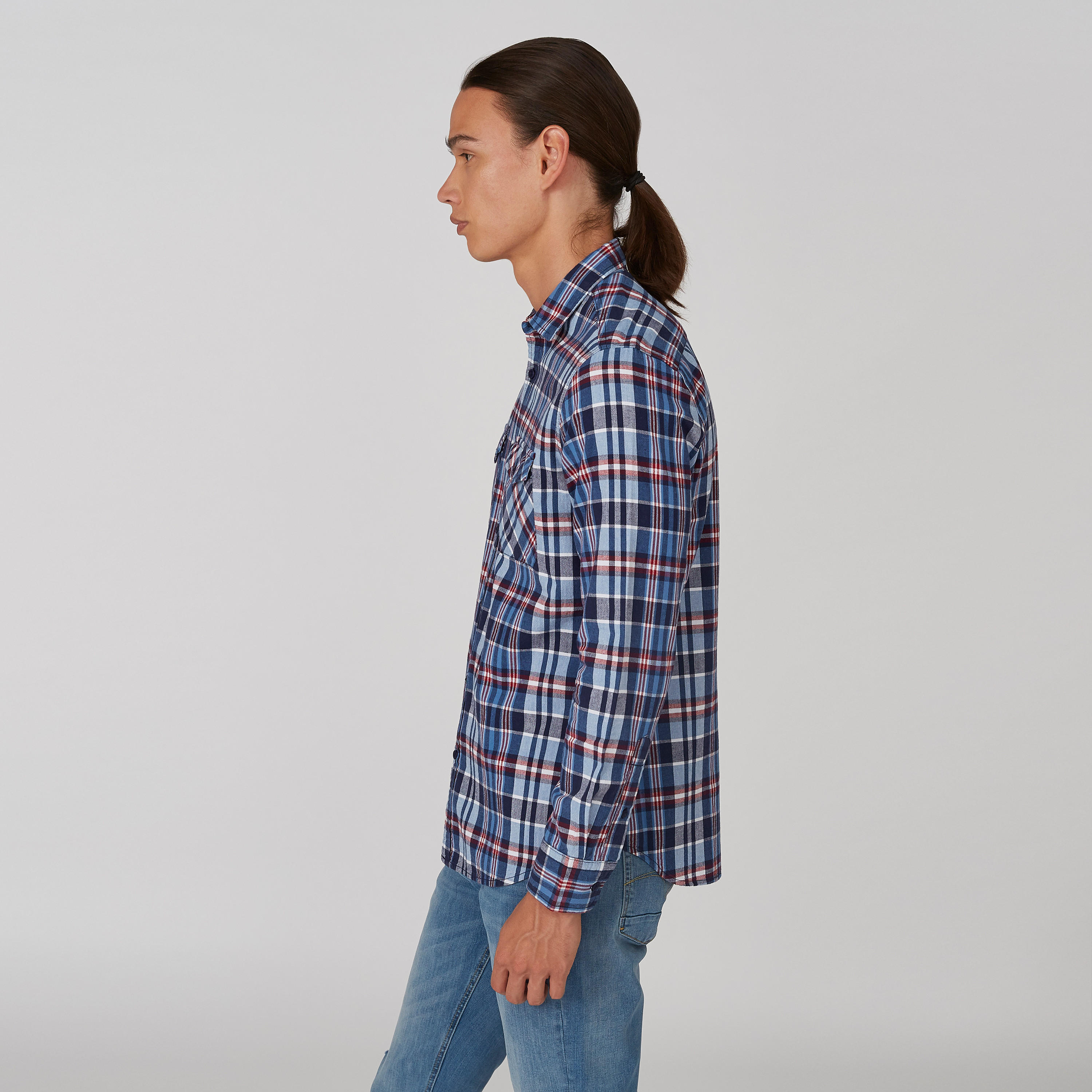 قميص كاروهات بياقة عاديّة وأكمام طويلة من لي كوبر-men-clothing-shirts-image-3