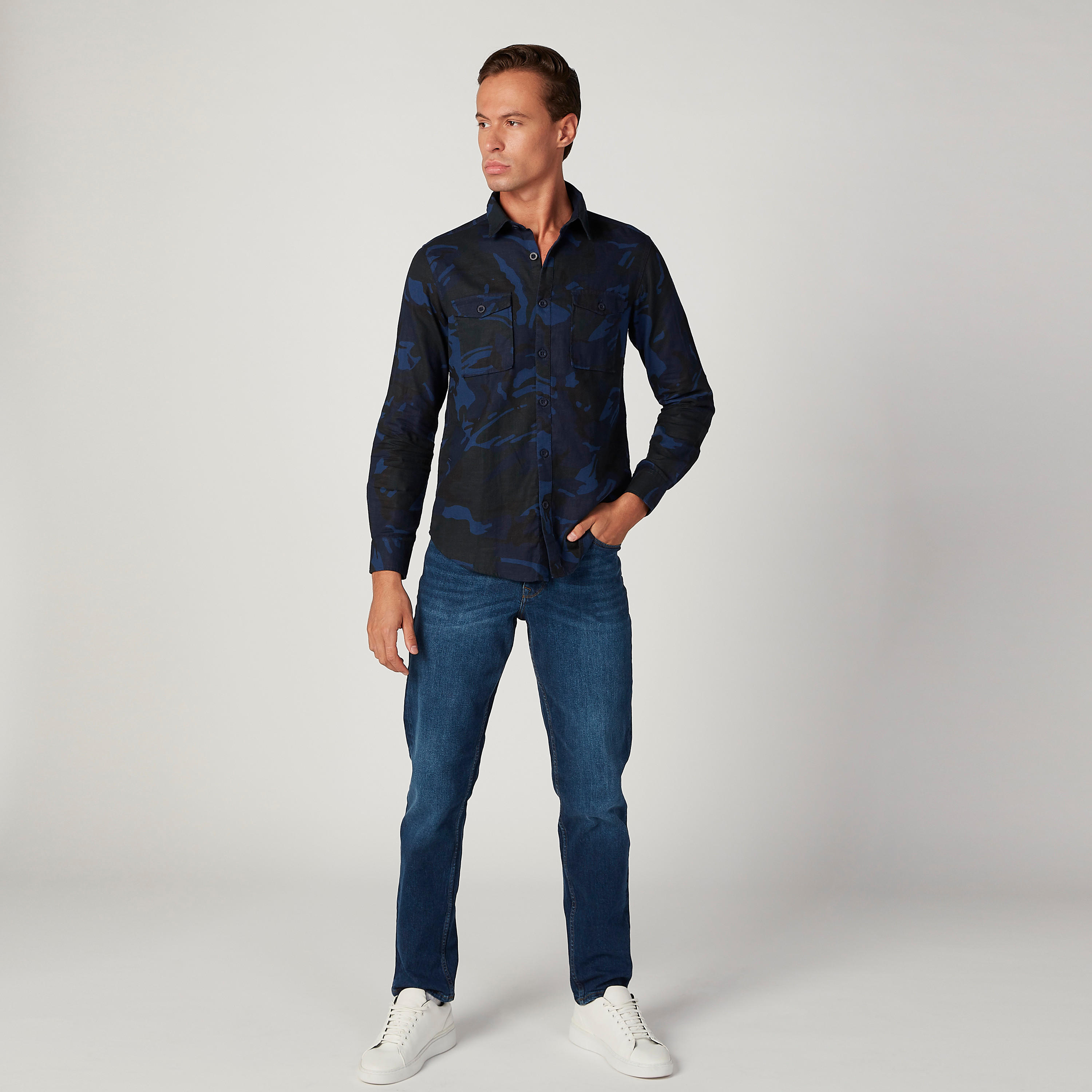 Lee Cooper Printed Shirt with Long Sleeves and Flap Pockets-men-clothing-shirts-image-2