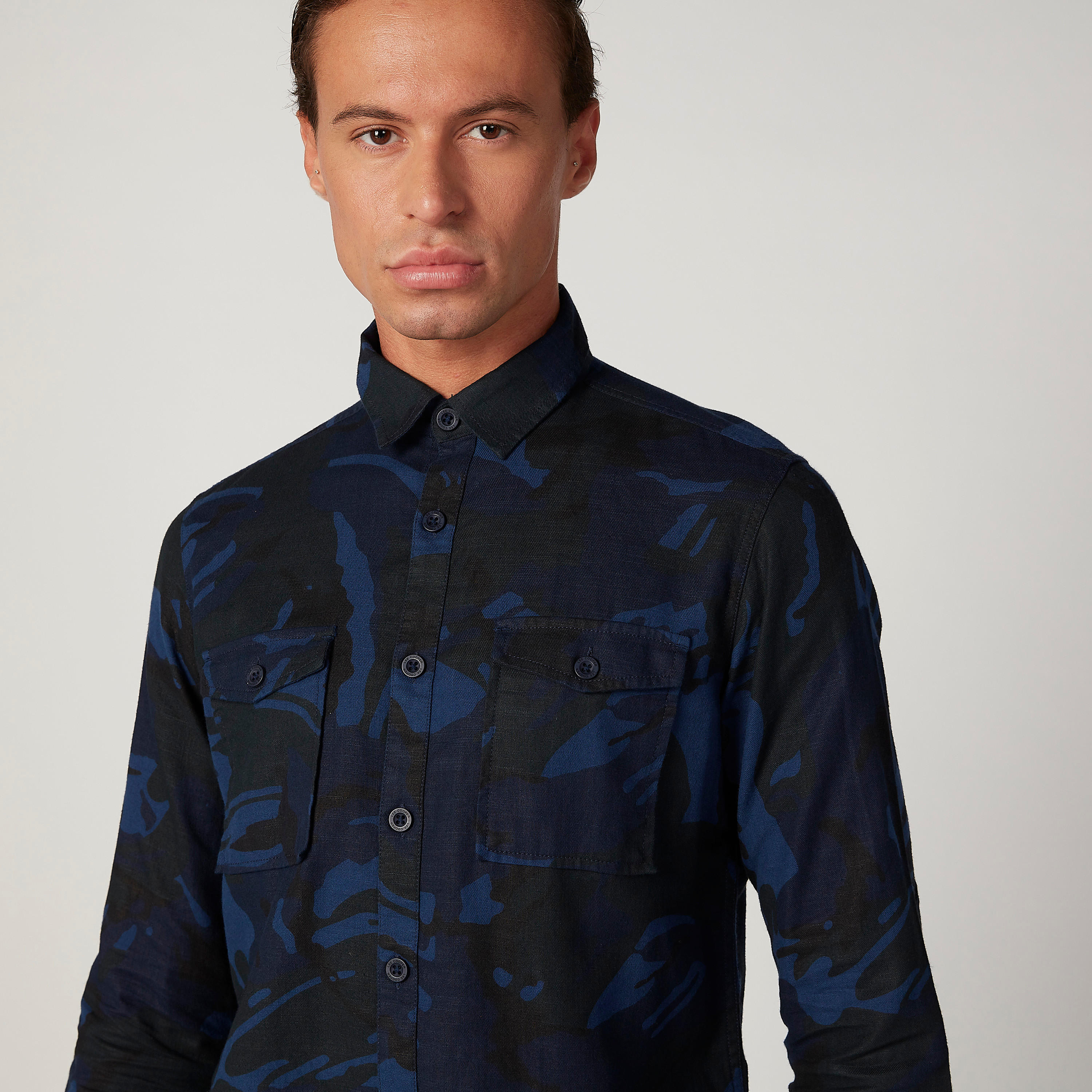 Lee Cooper Printed Shirt with Long Sleeves and Flap Pockets-men-clothing-shirts-image-3