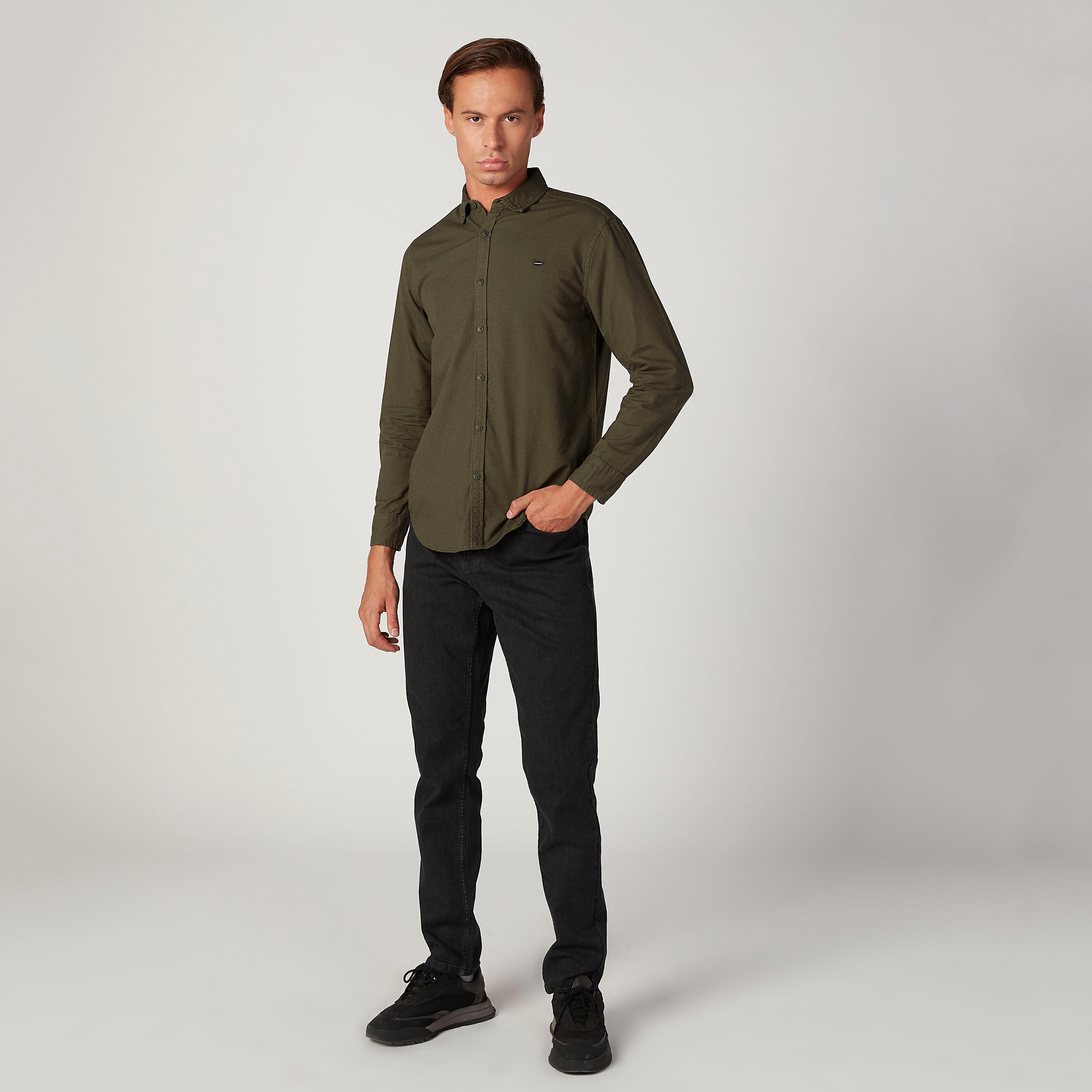 قميص مستدام سليم سادة بأكمام طويلة -men-clothing-shirts-image-4