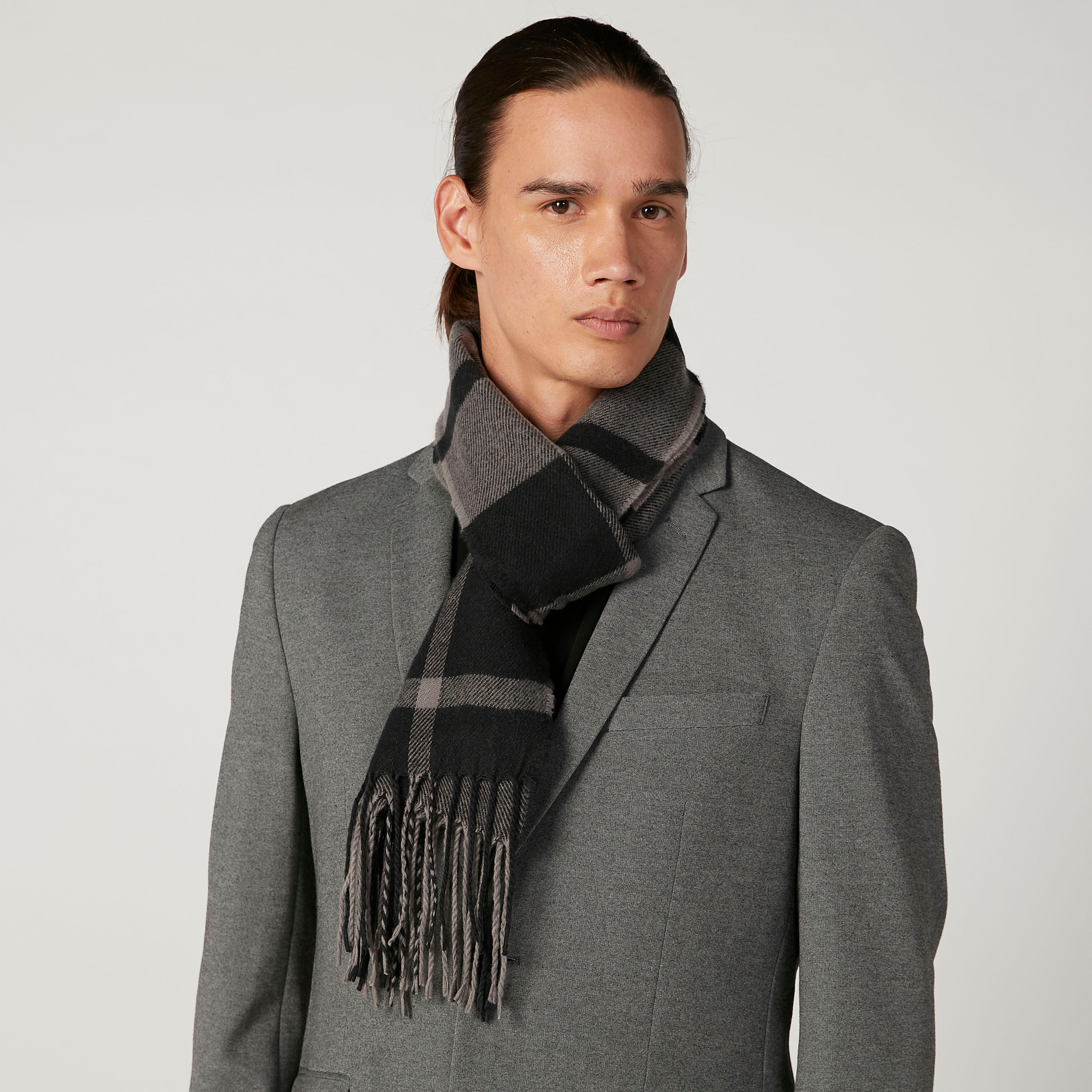 Lee Cooper Chequered Scarf with Fringes-men-scarvesandgloves-image-2