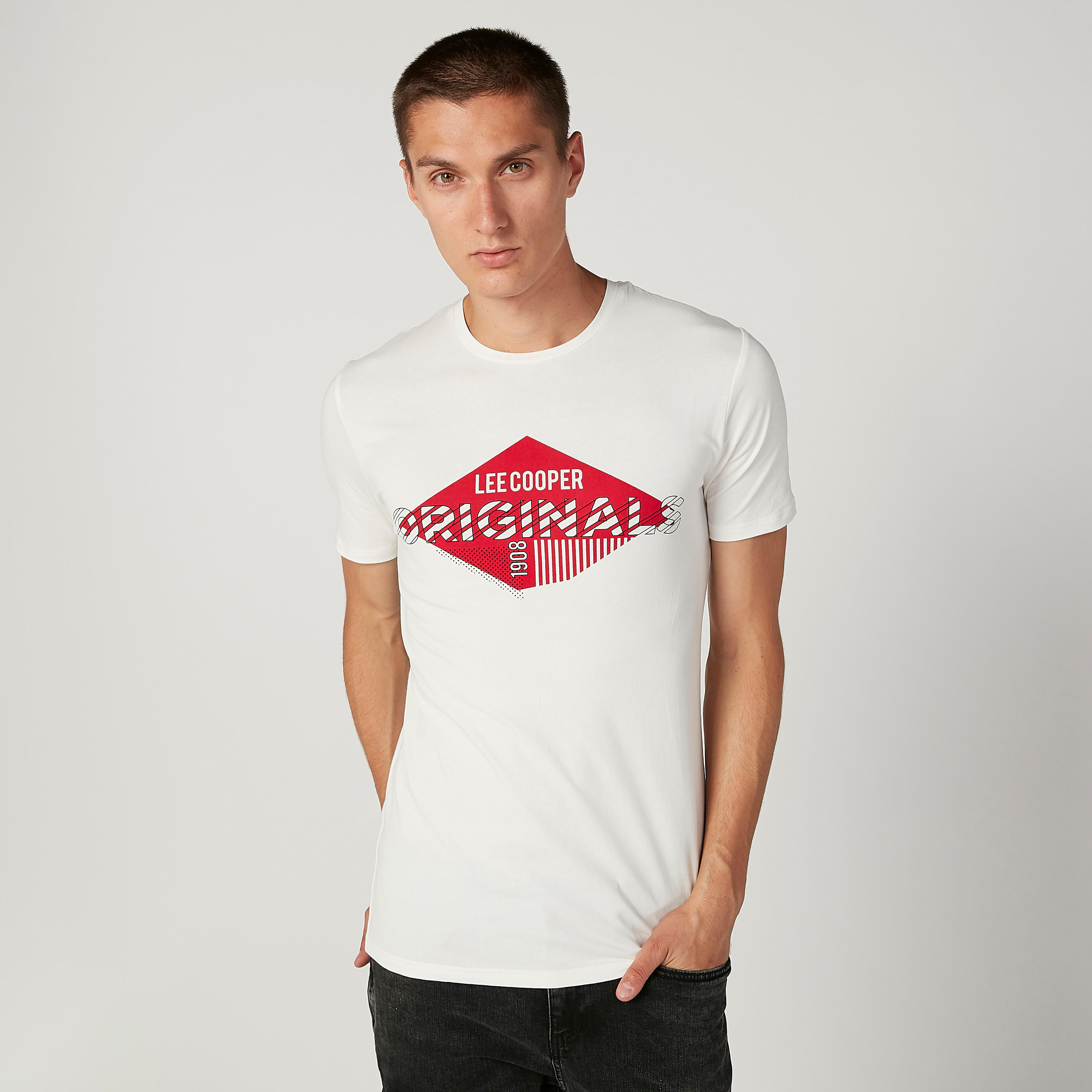 Lee Cooper Printed T-shirt with Short Sleeves-men-clothing-tshirtsandpolos-tshirts-image-1