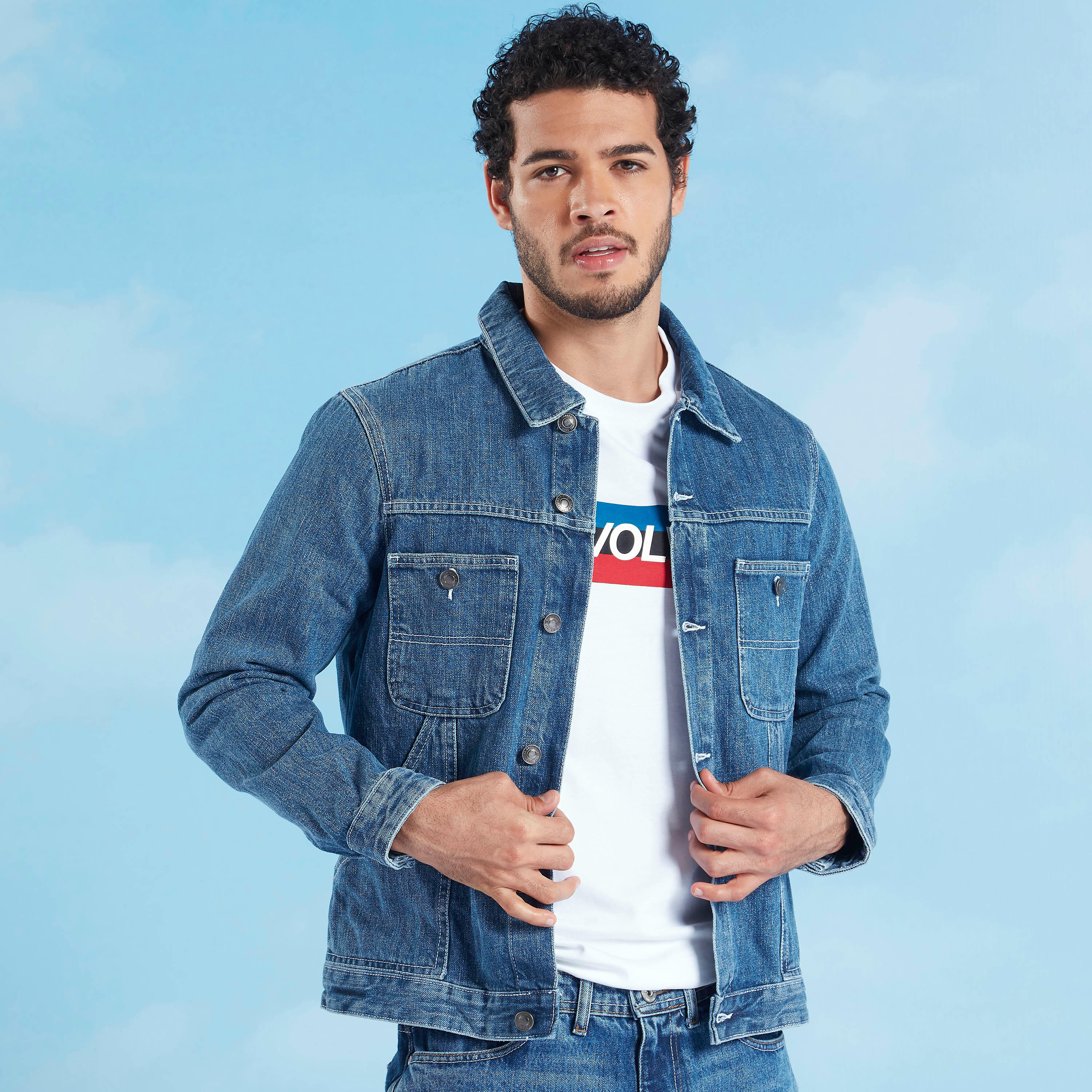 Sustainable Lee Cooper Denim Jacket with Long Sleeves and Pockets-men-clothing-jacketsandblazers-jackets-image-1