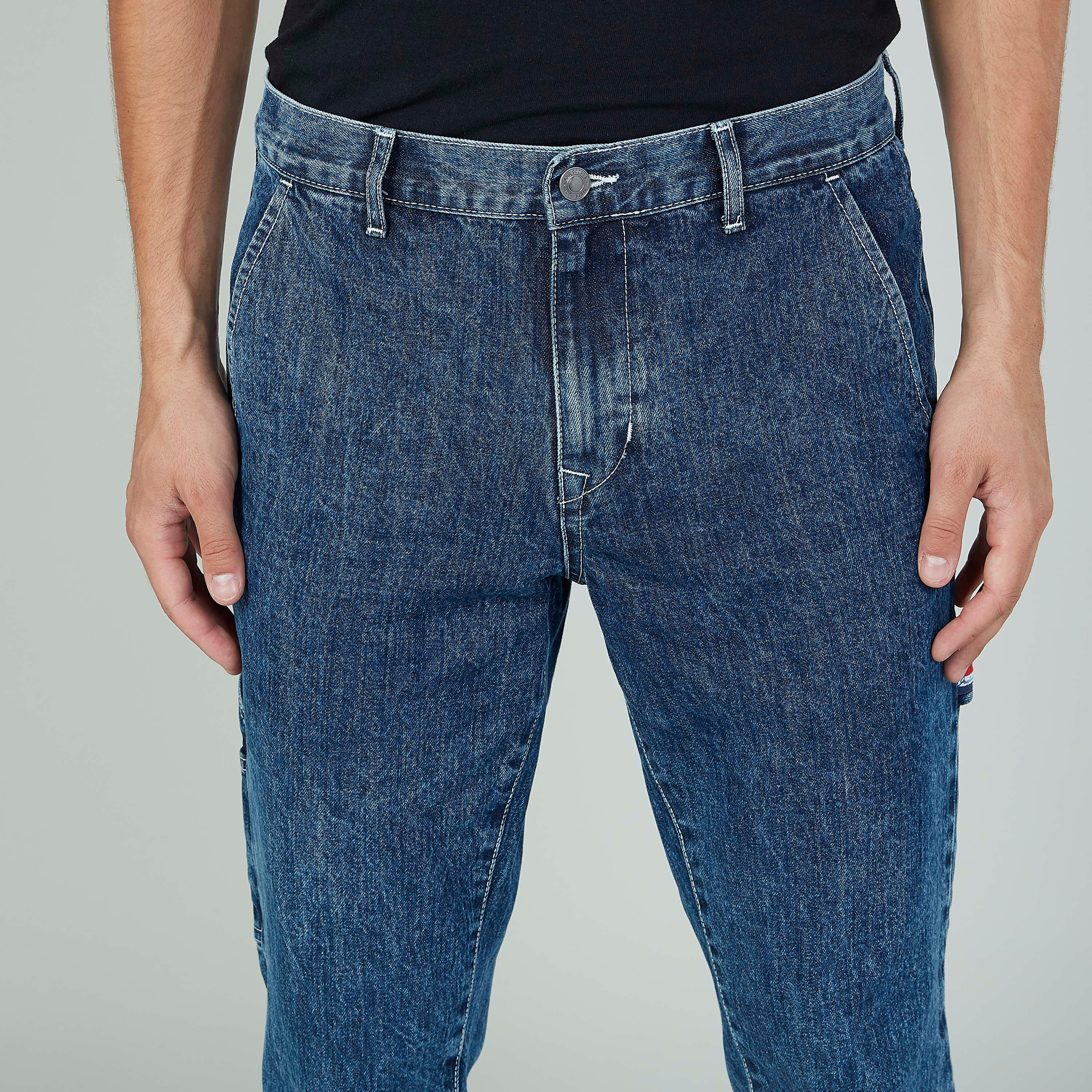 بنطلون جينز سادة طويل بجيوب وحلقات للحزام من لي كوبر-men-clothing-bottoms-jeans-image-4