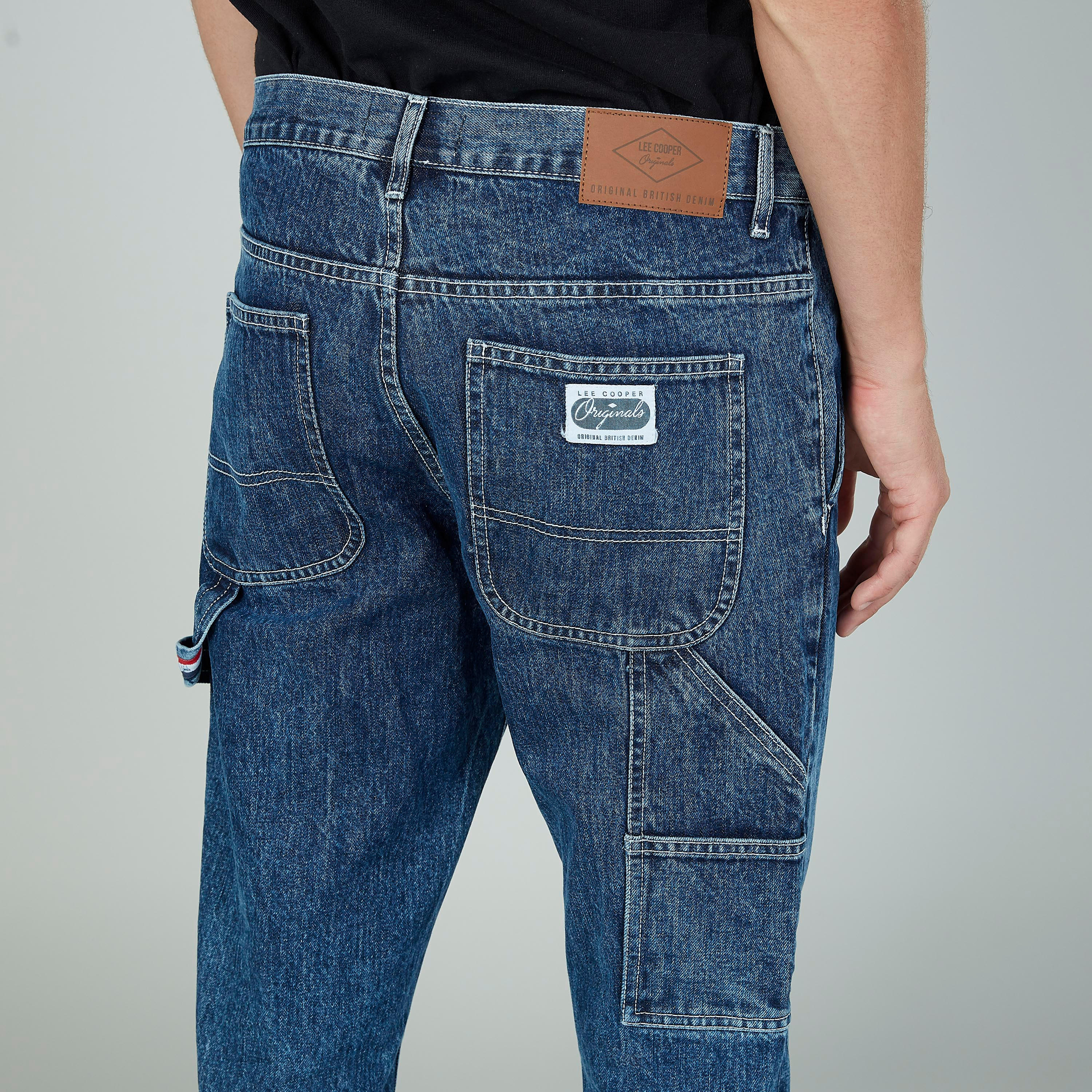 بنطلون جينز سادة طويل بجيوب وحلقات للحزام من لي كوبر-men-clothing-bottoms-jeans-image-6