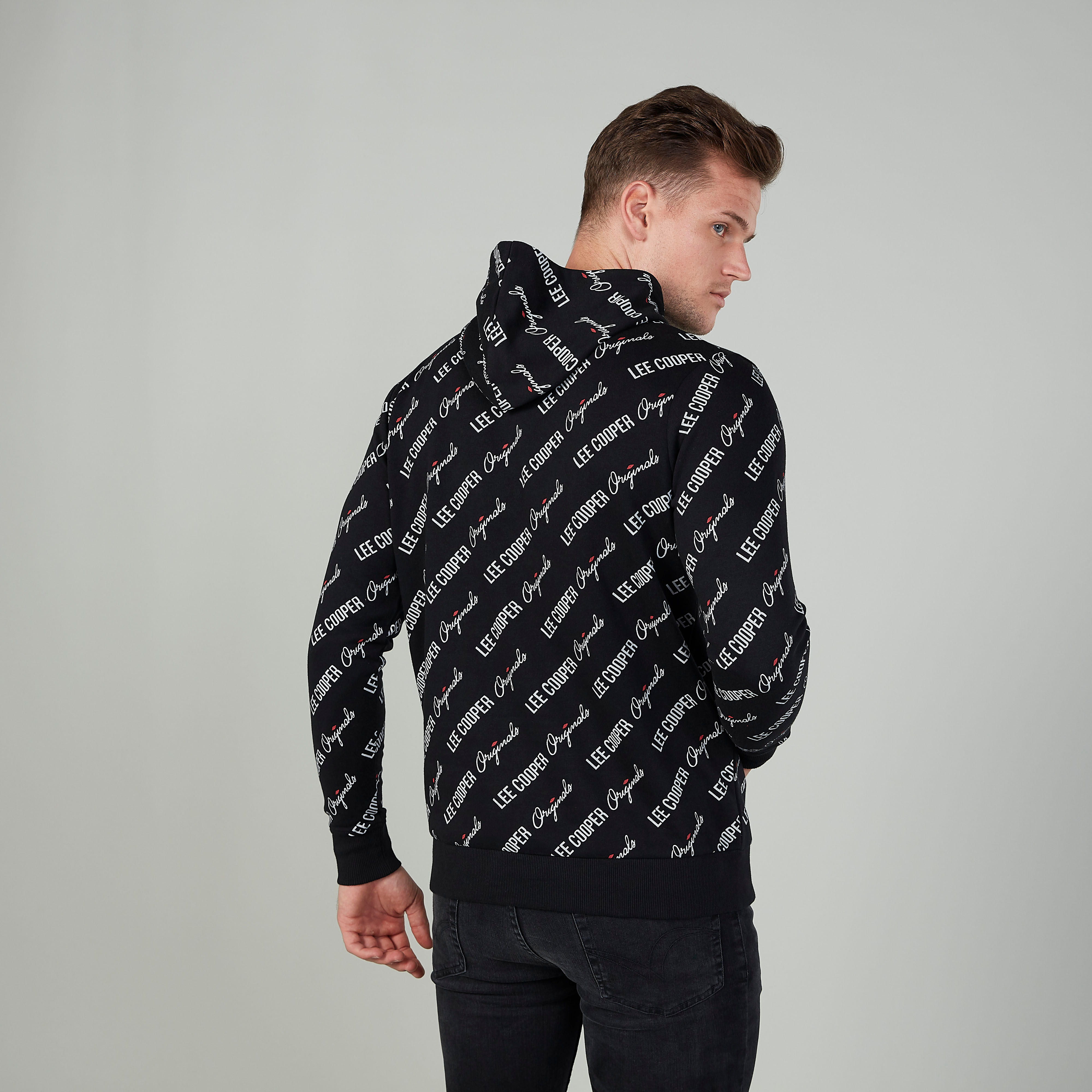 كنزة بأكمام طويلة بقبعة وطبعات من لي كوبر-men-winterwear-hoodiesandsweatshirts-image-4