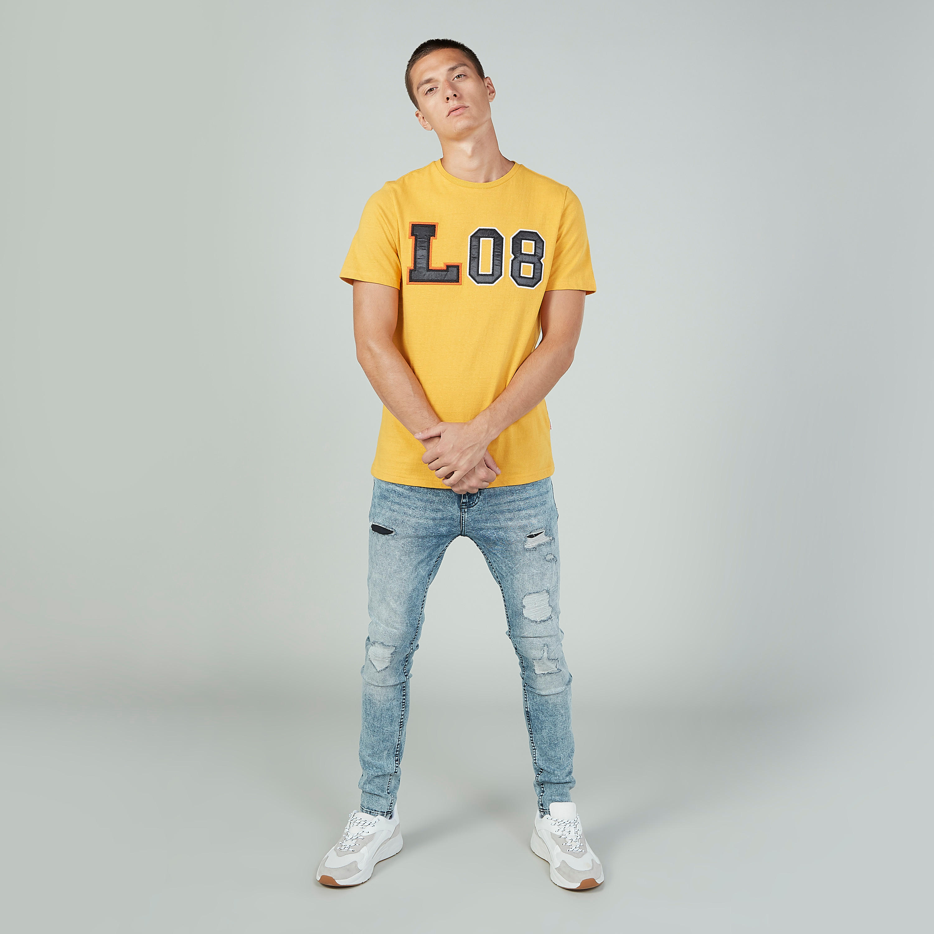 Sustainable Lee Cooper Printed Crew Neck T-shirt with Short Sleeves-men-clothing-tshirtsandpolos-tshirts-image-2