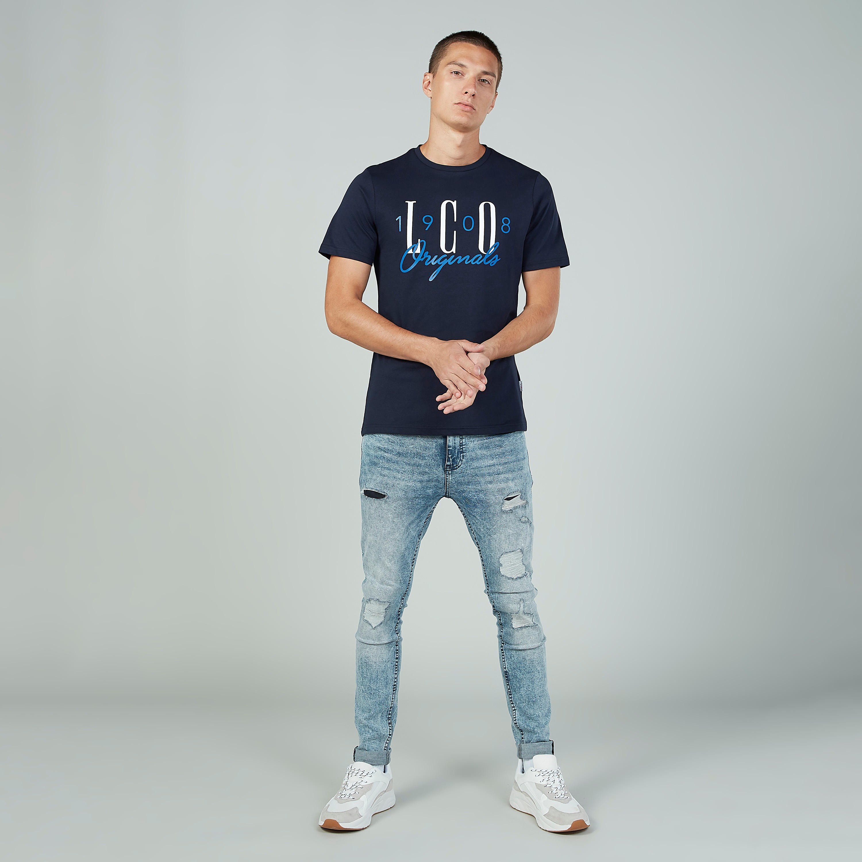 Sustainable Lee Cooper Printed Crew Neck T-shirt with Short Sleeves-men-clothing-tshirtsandpolos-tshirts-image-2