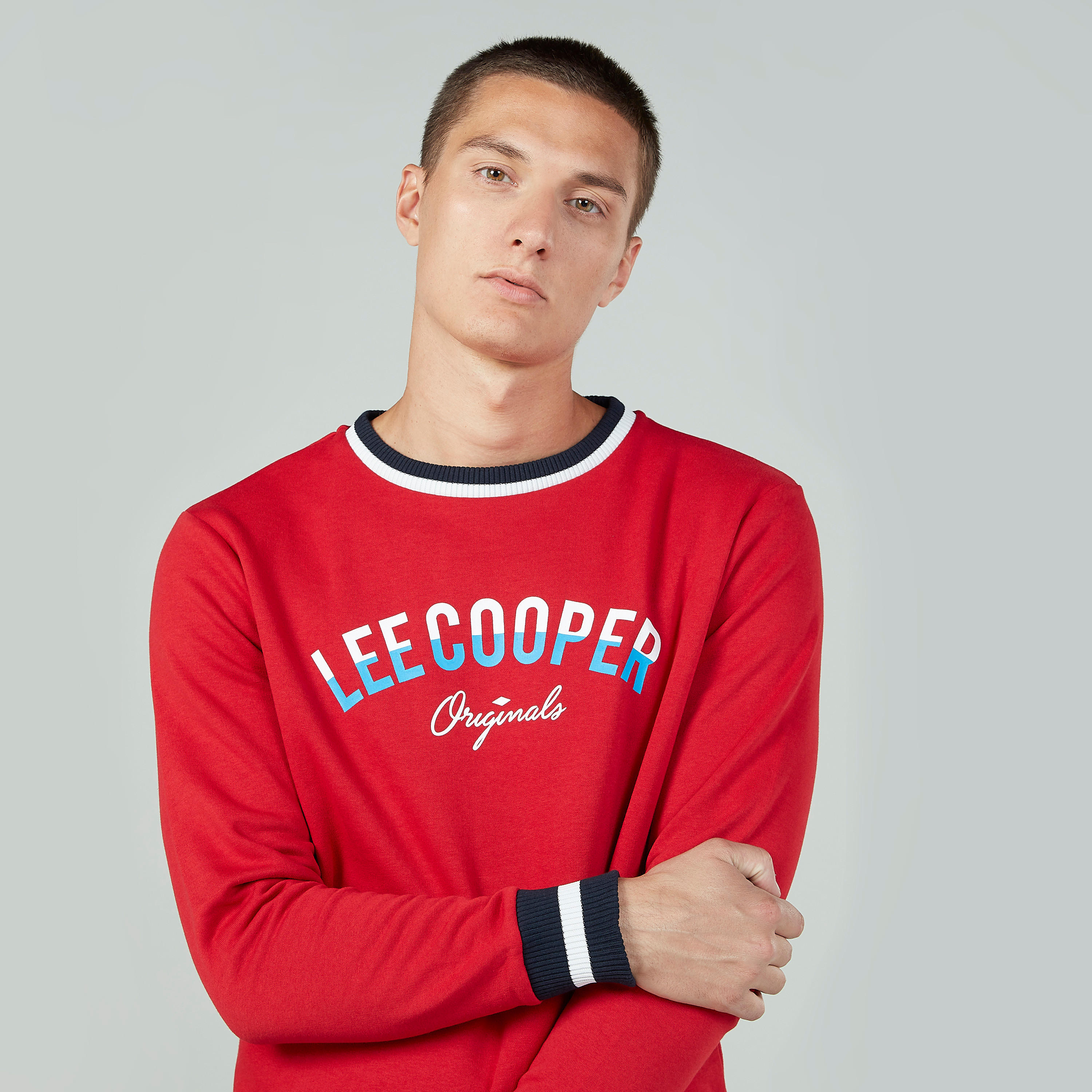 كنزة بياقة مستديرة وأكمام طويلة وطبعات من لي كوبر-men-winterwear-hoodiesandsweatshirts-image-3