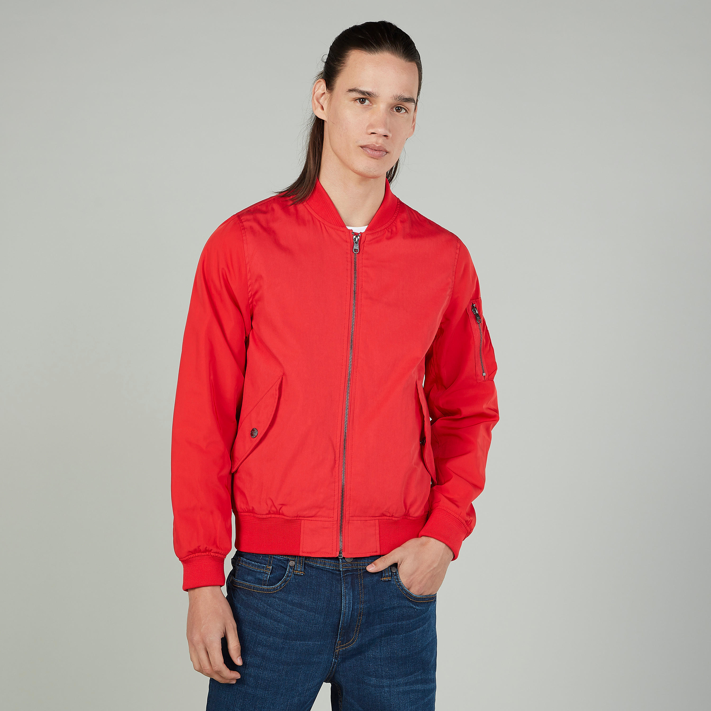 جاكيت سادة بأكمام طويلة وجيوب بطيّة من لي كوبر-men-clothing-jacketsandblazers-jackets-image-1