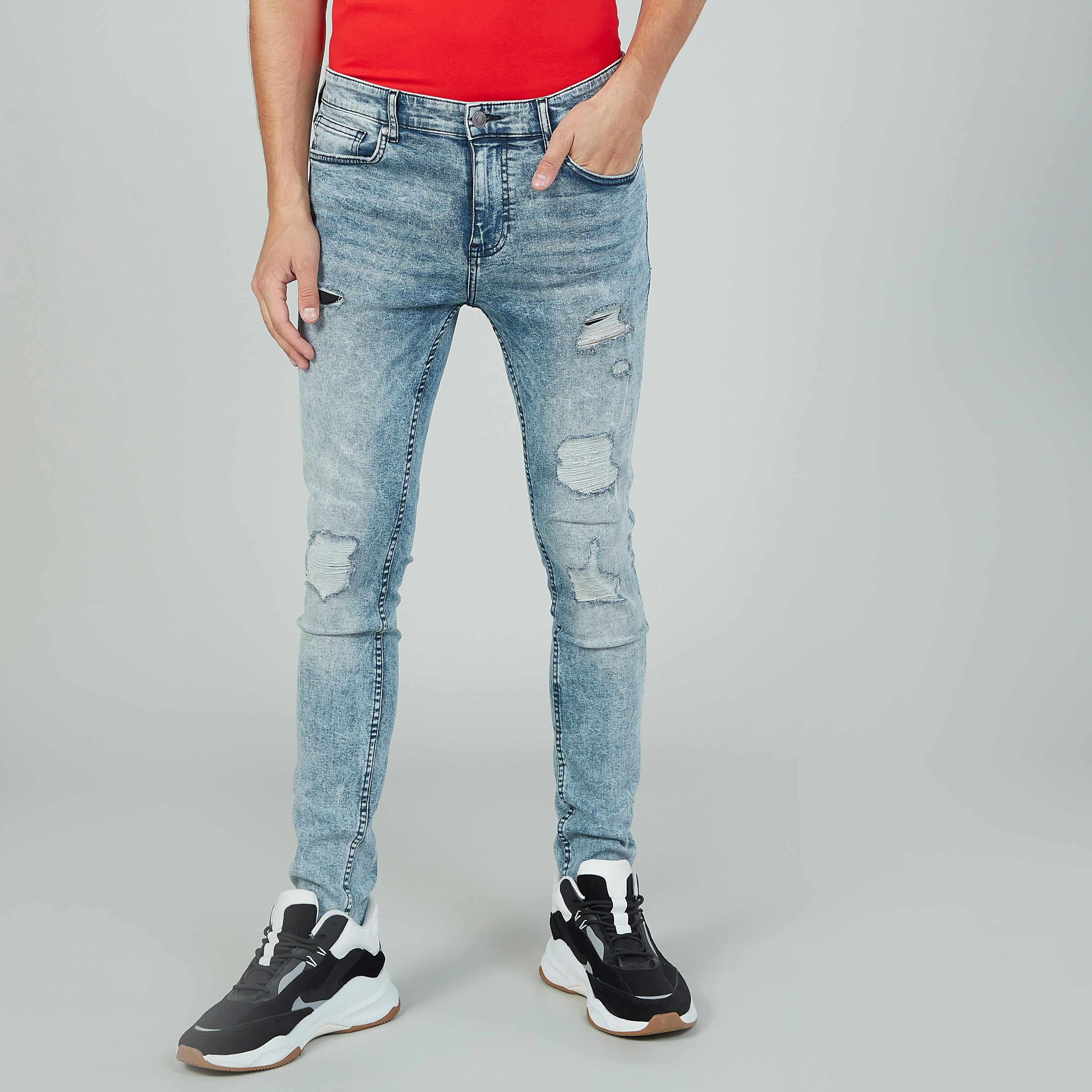 بنطلون جينز طويل ممزق بجيوب من لي كوبر-men-clothing-bottoms-jeans-image-1