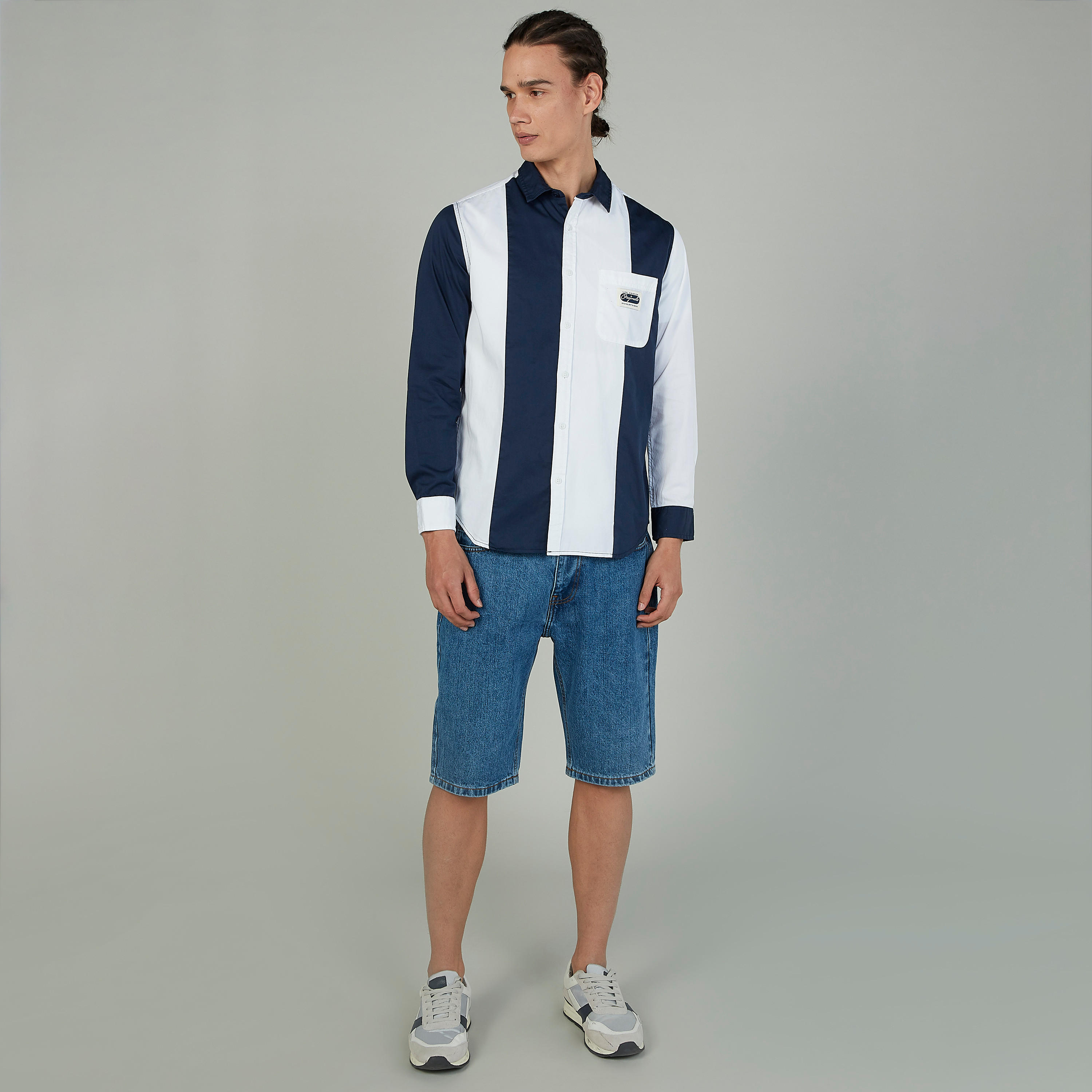 Lee Cooper Striped Shirt with Long Sleeves and Chest Pocket-men-clothing-shirts-image-2